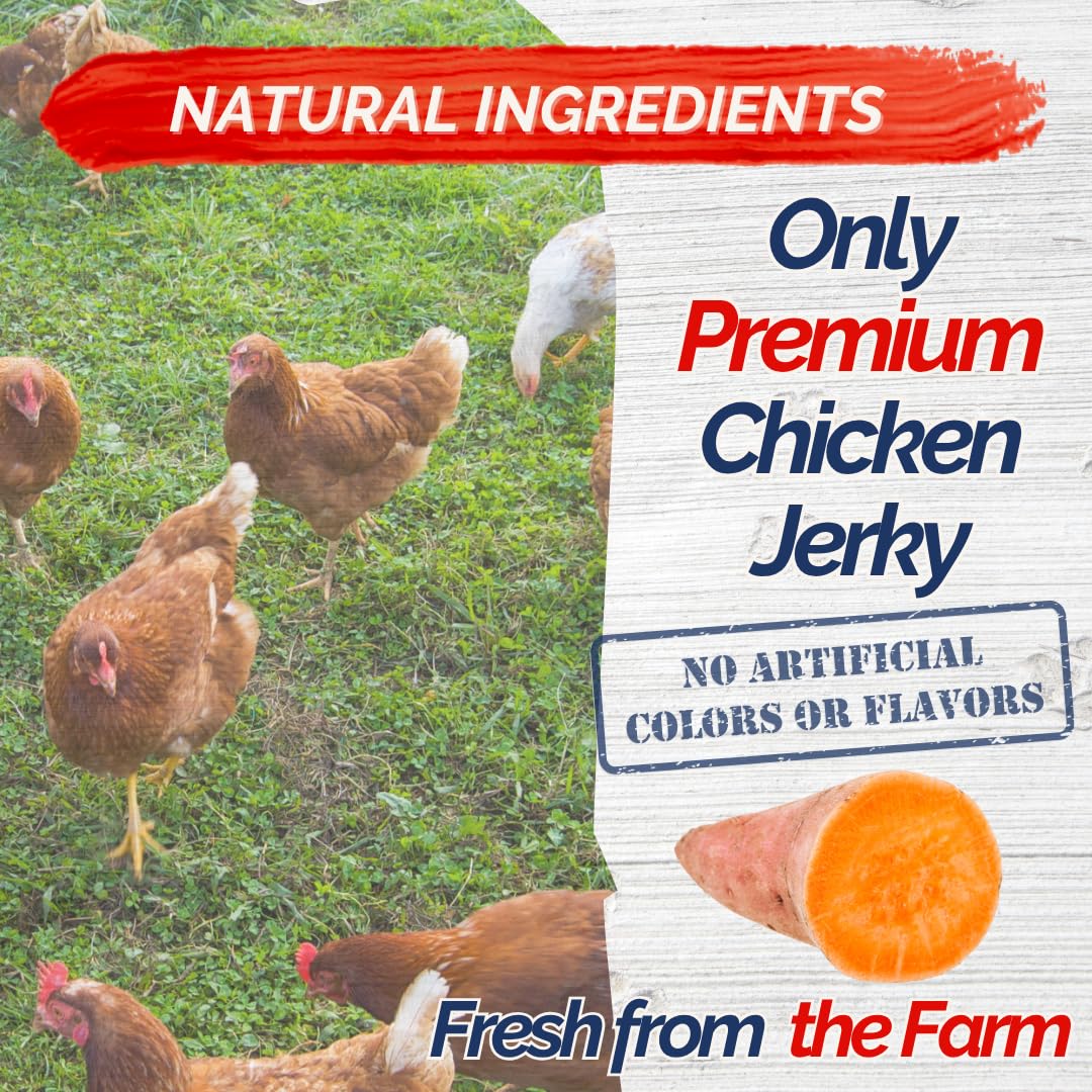 Fresh Farms 2 Pounds Sweet Potato & Chicken Jerky Dog Treats - Natural, Rawhide Free, Soft Chews for Dogs High Protein Chicken J