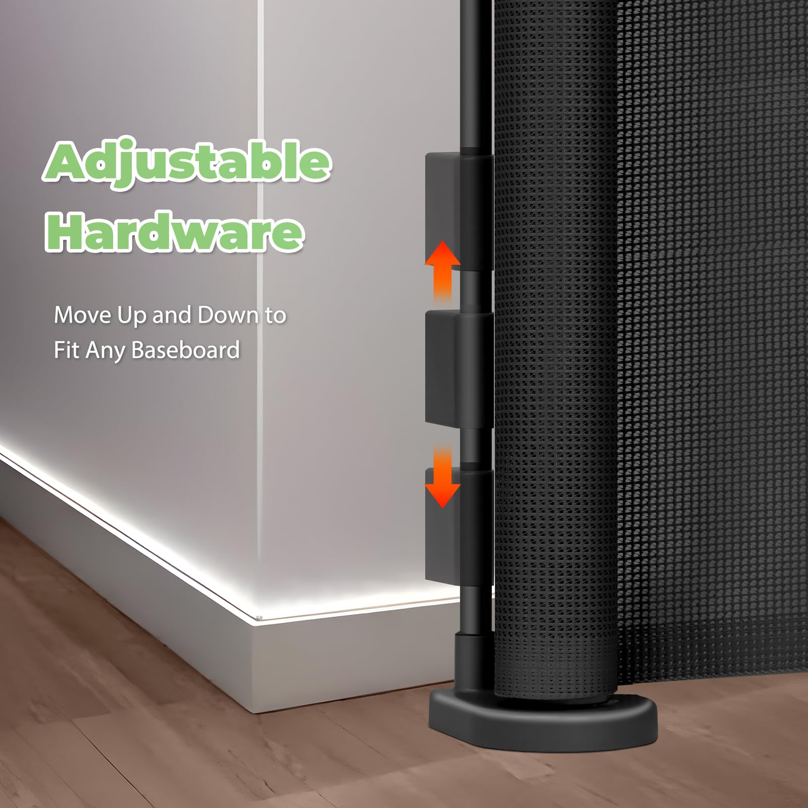 Reinforced 120 Inch Retractable Baby Gates Extra Wide Dog Gate with Support Rods - Prevent Crawling Under, 10 Feet Extra Long Ba