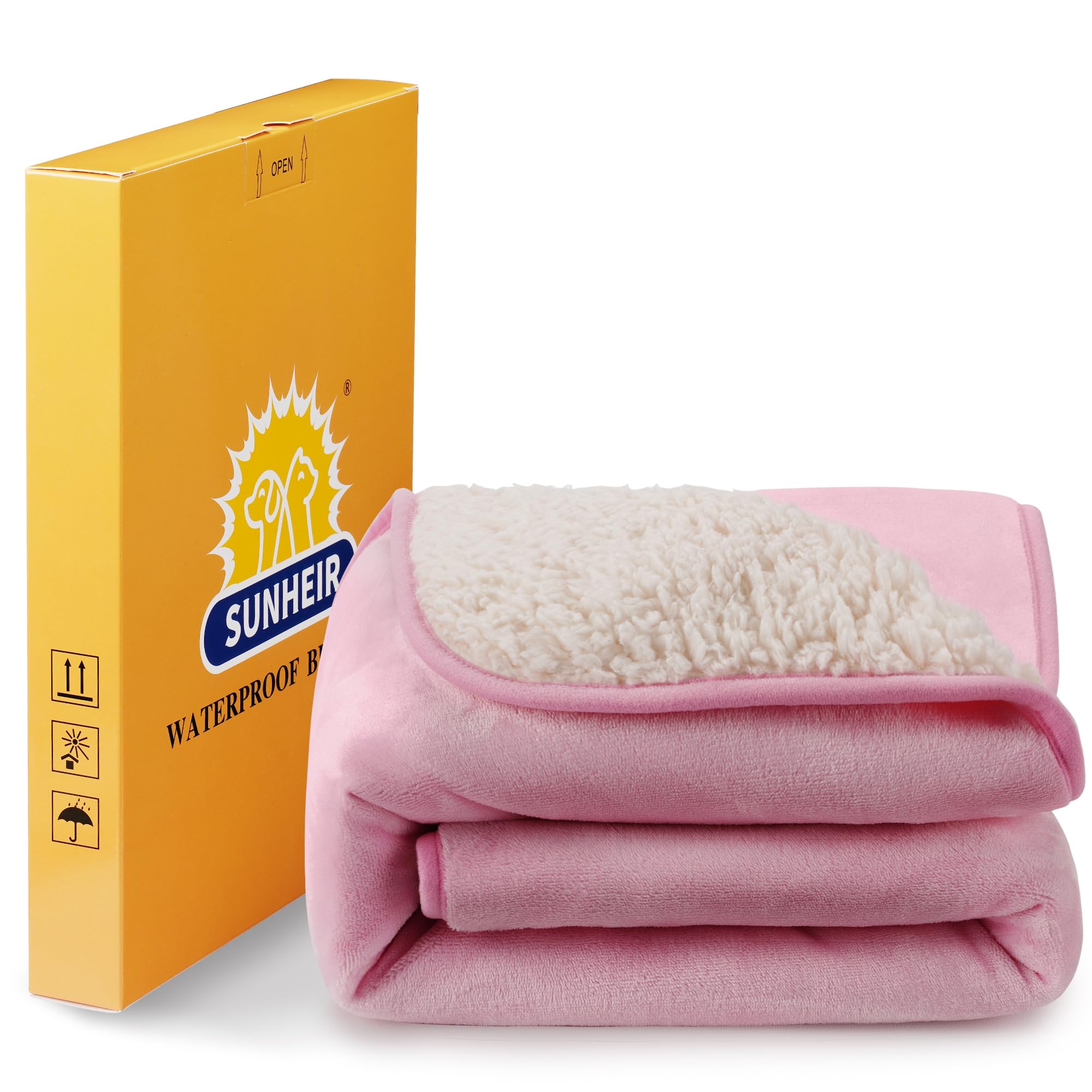 Sunheir Waterproof Dog Blankets for Small Dogs - Puppy Blanket Washable for Couch Protection, Soft Sherpa Fleece Cat Throw Blank