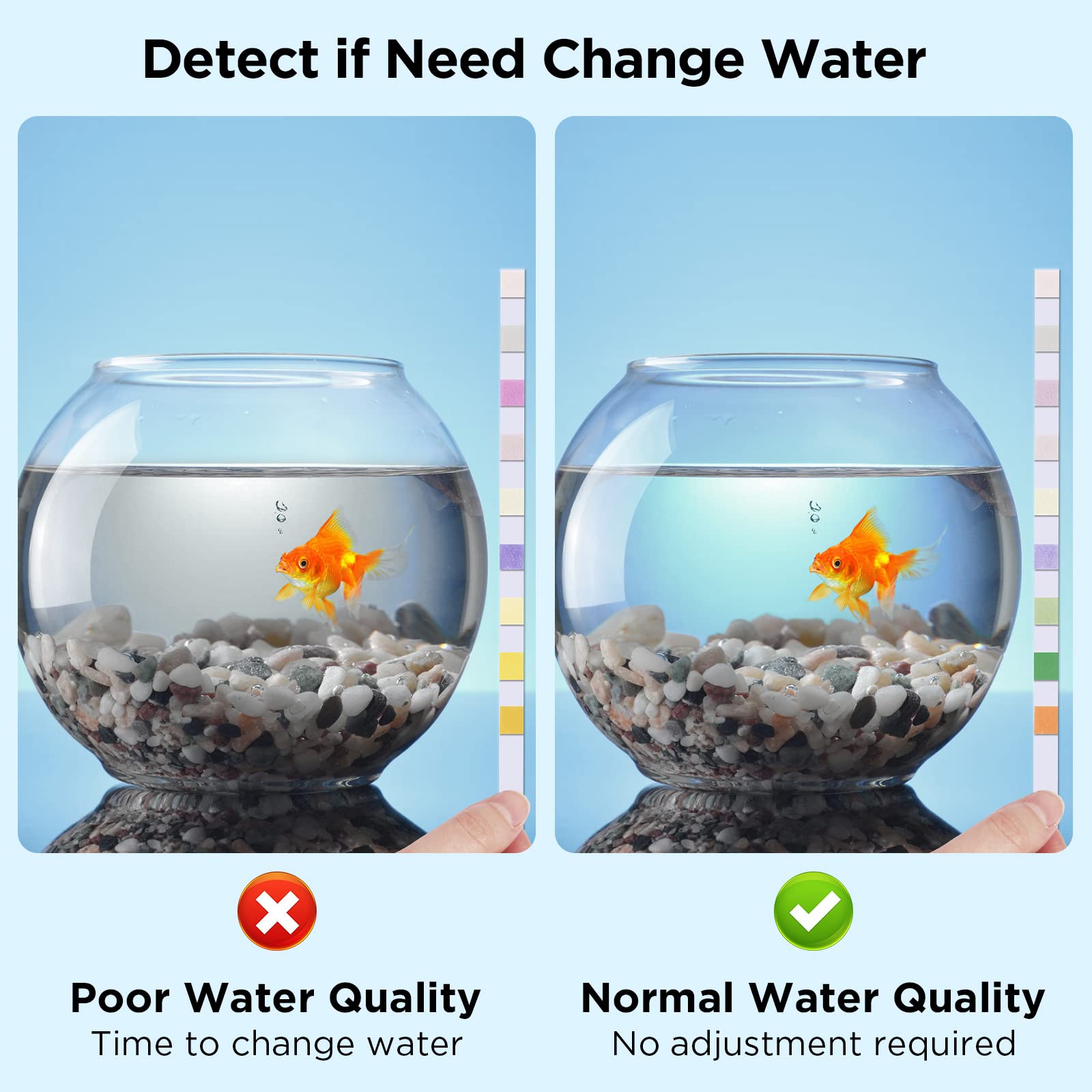 9 in 1 Aquarium Test Strips - 100 Strips Aquarium Water Test Kits for Freshwater Saltwater - Testing for Iron, Copper, Nitrite,