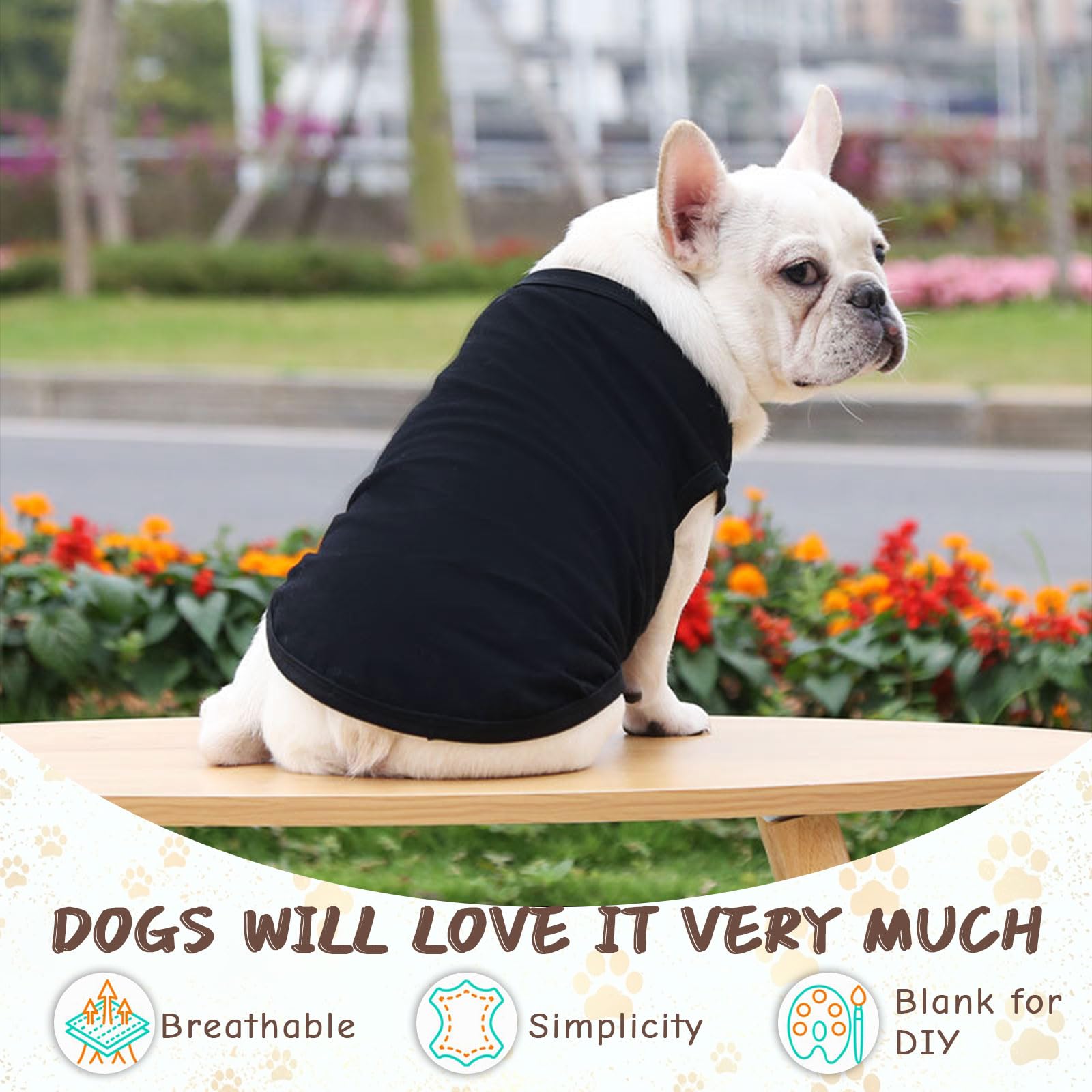 Hacraho Dog Shirt Blank Clothes, 6 Pcs Black Blank Dog T-Shirt Sleeveless Costumes Summer Breathable Pet Vest Shirt For Small Medium Dogs And Cat, Black M