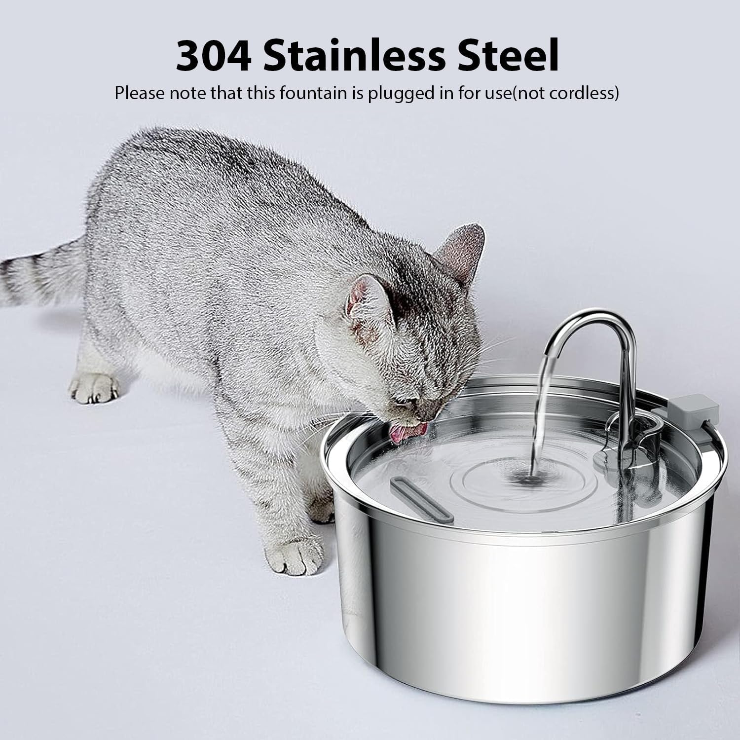 Tomxcute Cat Water Fountain Stainless Steel - 108Oz/3.2L Cat Fountain For Drinking- Large Capacity Pet Water Fountain - Cat Feed