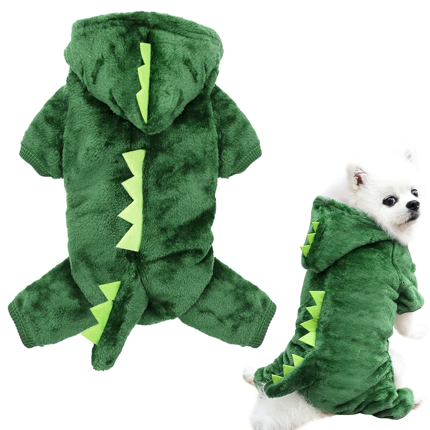 Idepet Dinosaur Dog Costume Clothes for Small Dogs Pet Halloween Costume Puppy Clothing Cats Outfits Funny Apperal(Green,XL)