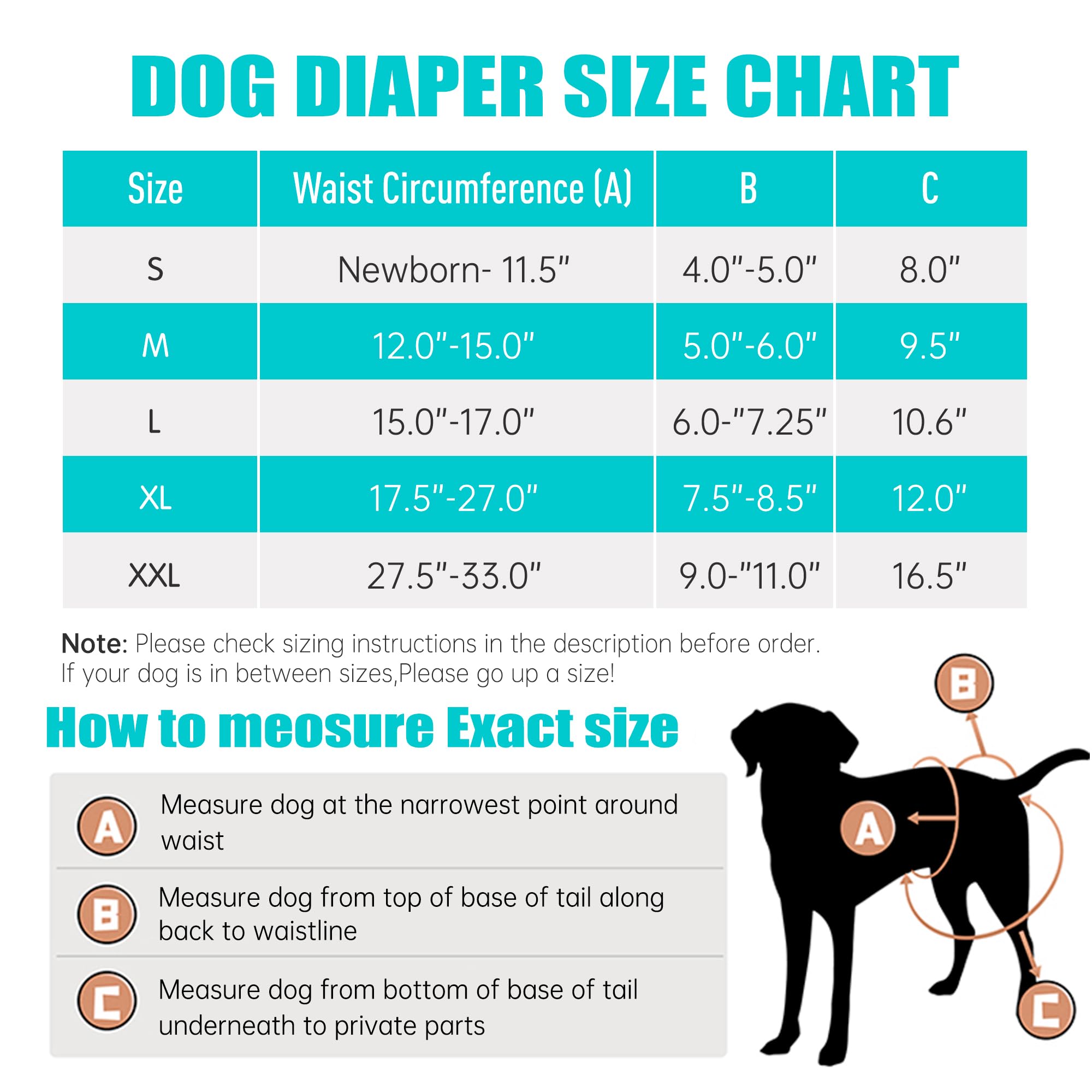 Leekalos Reusable Washable Dog Diapers Female (3 Pack) - Highly Absorbent Doggie Diapers - Size Adjustable Puppy Diaper For Dog
