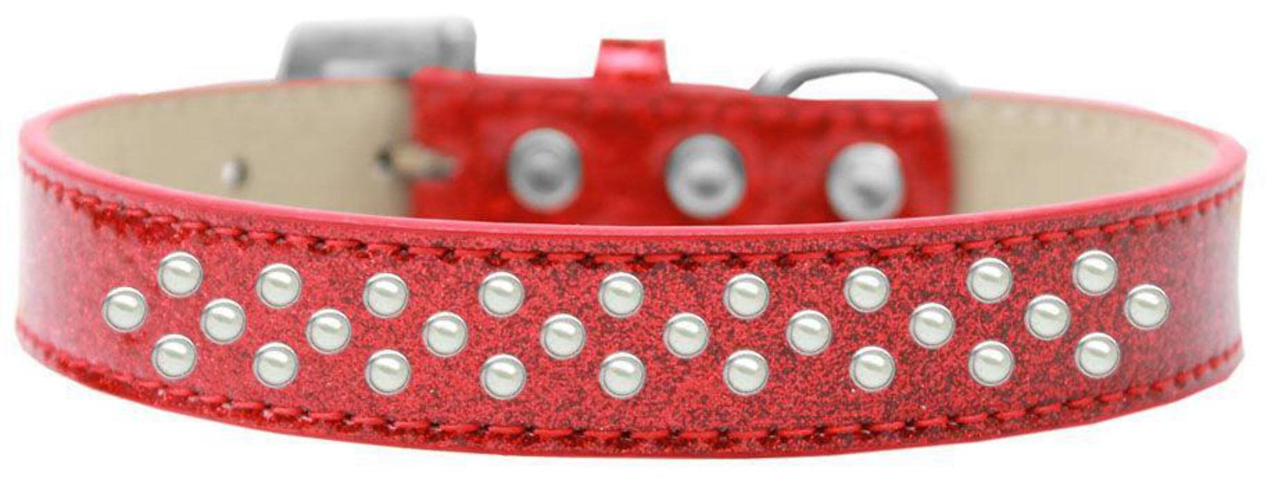 Mirage Pet Products Sprinkles Ice Cream Dog Collar with Pearls, Size 12, Red