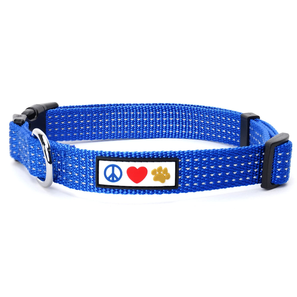 Pawtitas Reflective Dog Collar With Stitching Reflective Thread | Reflective Dog Collar With Buckle Adjustable And Better Training Great Collar For Small Dogs - Blue Collar