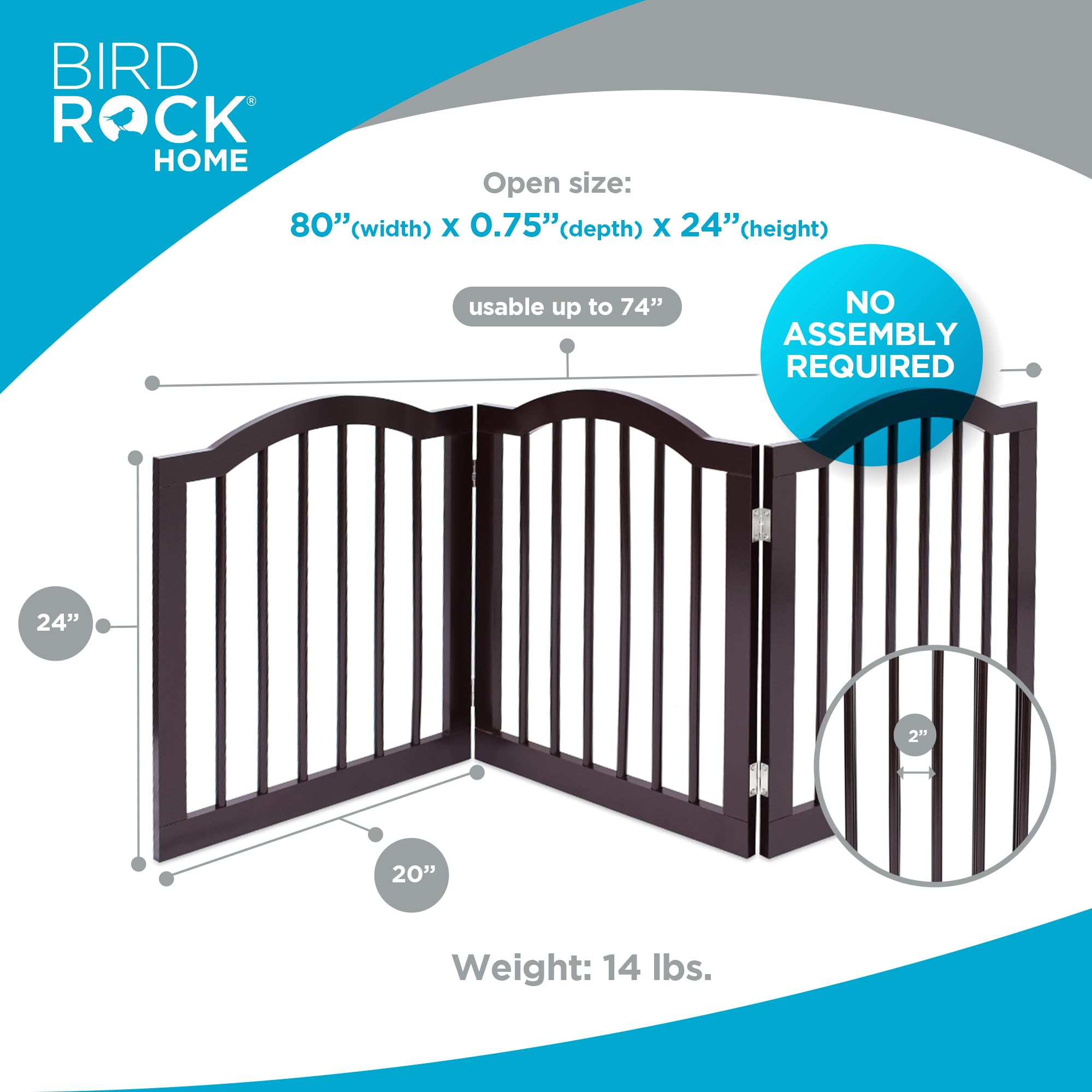 Internet'S Best Arched Top Dog Gate | 4 Panel, 24' H Wooden Pet Barrier For Dogs Or Cats | Freestanding Folding Room Divider For Doorways, Hallways, Stairs, And Porch | Portable, Extra Wide | Espresso