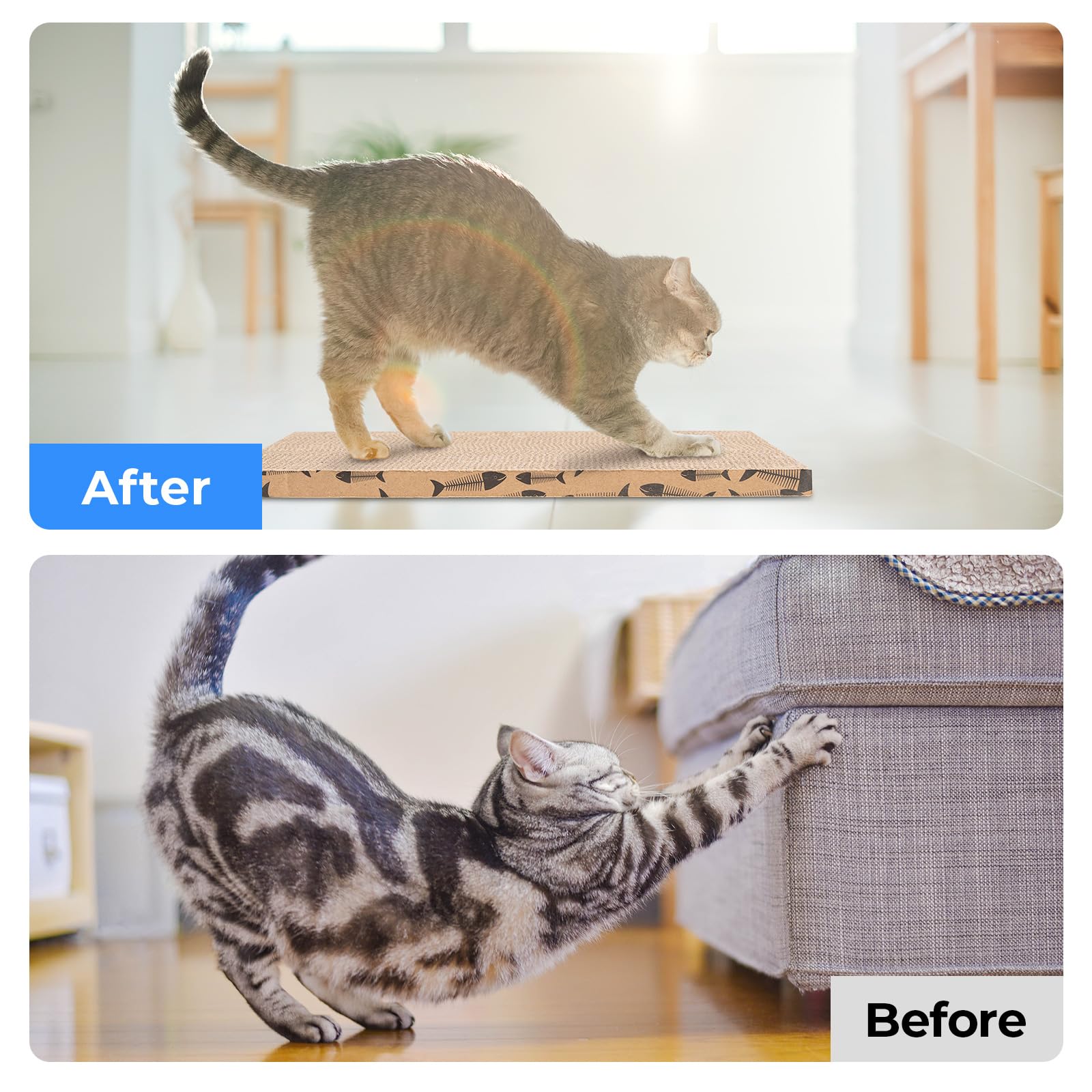 Roadtofree Cat Scratcher Cardboard Cat Scratching Board Cat Scratchers For Indoor Cats (2Pcs)