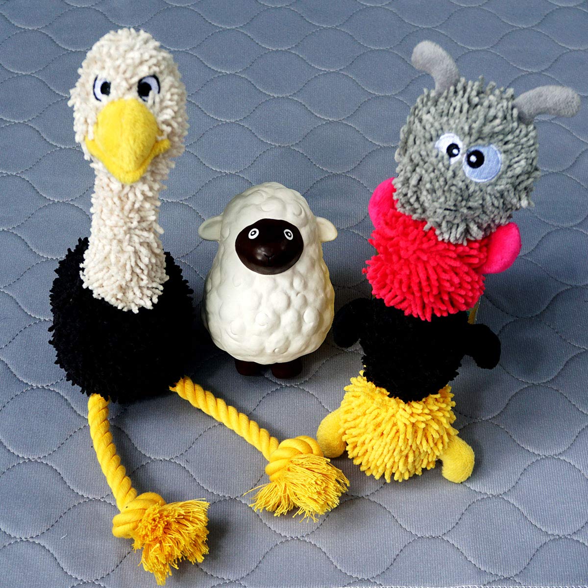 Rocket & Rex 3-Pack Dog Chew Toy Gift Set  Rope Toy, Rubber Squeaker Toy And Plush Toy With Ball  Puppies, Small To Medium Breed