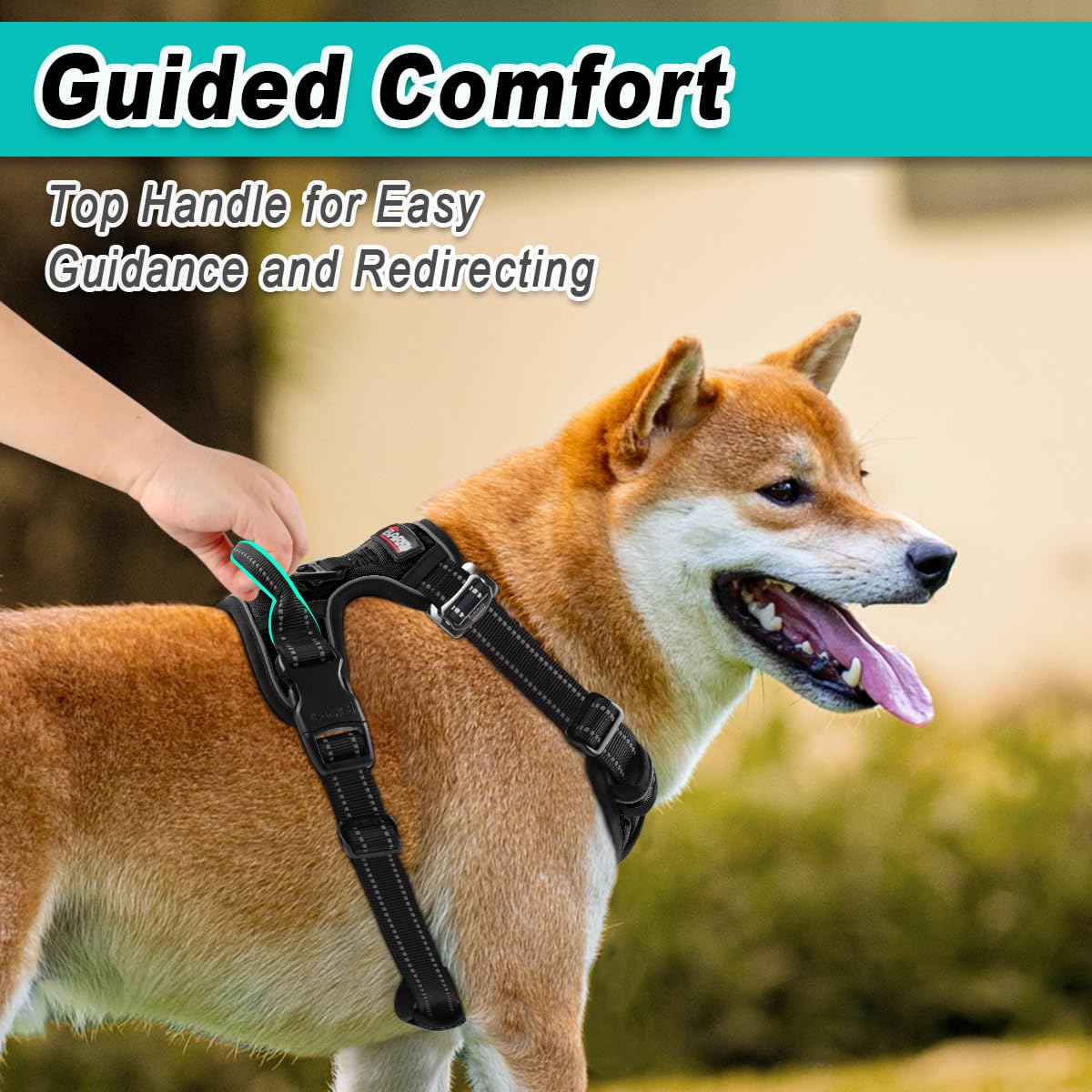 Barkbay Dog Harness No Pull 3 Buckles For Large Dogs - Adjustable, Reflective, Comfortable, No Choke, Heavy-Duty - Perfect For O