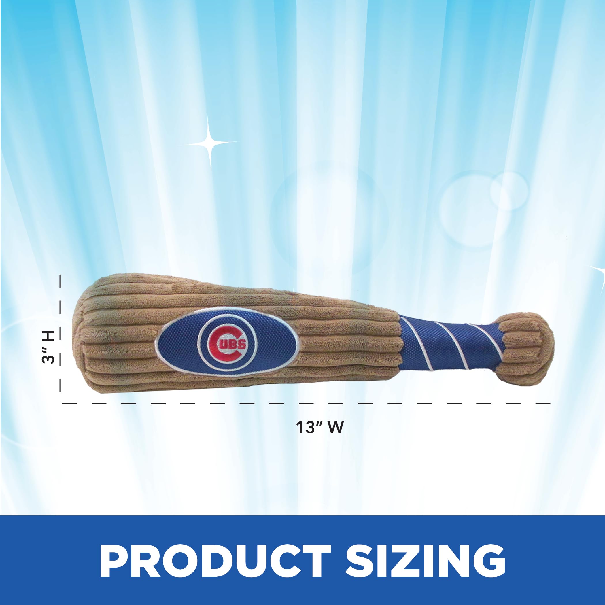 Mlb Chicago Cubs Baseball Bat Toy For Dogs & Cats. Soft Corduroy Plush Dog Toy With Inner Squeaker, Mlb Chew Toys For Dogs Or Ca