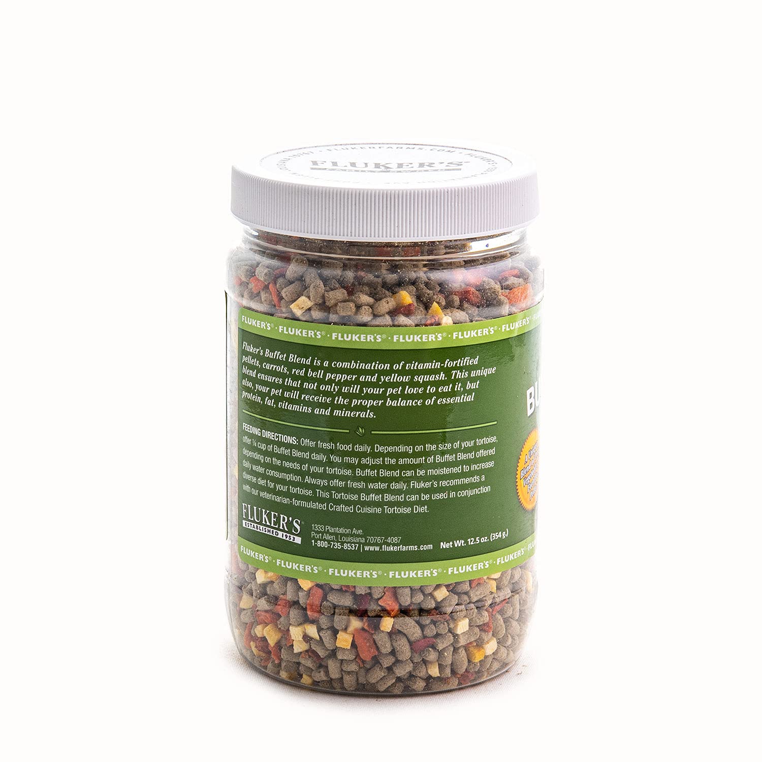 Flukers Buffet Blend Tortoise Food - Ideal for Box Turtle Food, Complete & Balanced Diet with Veggies and Fortified Pellets, Fr