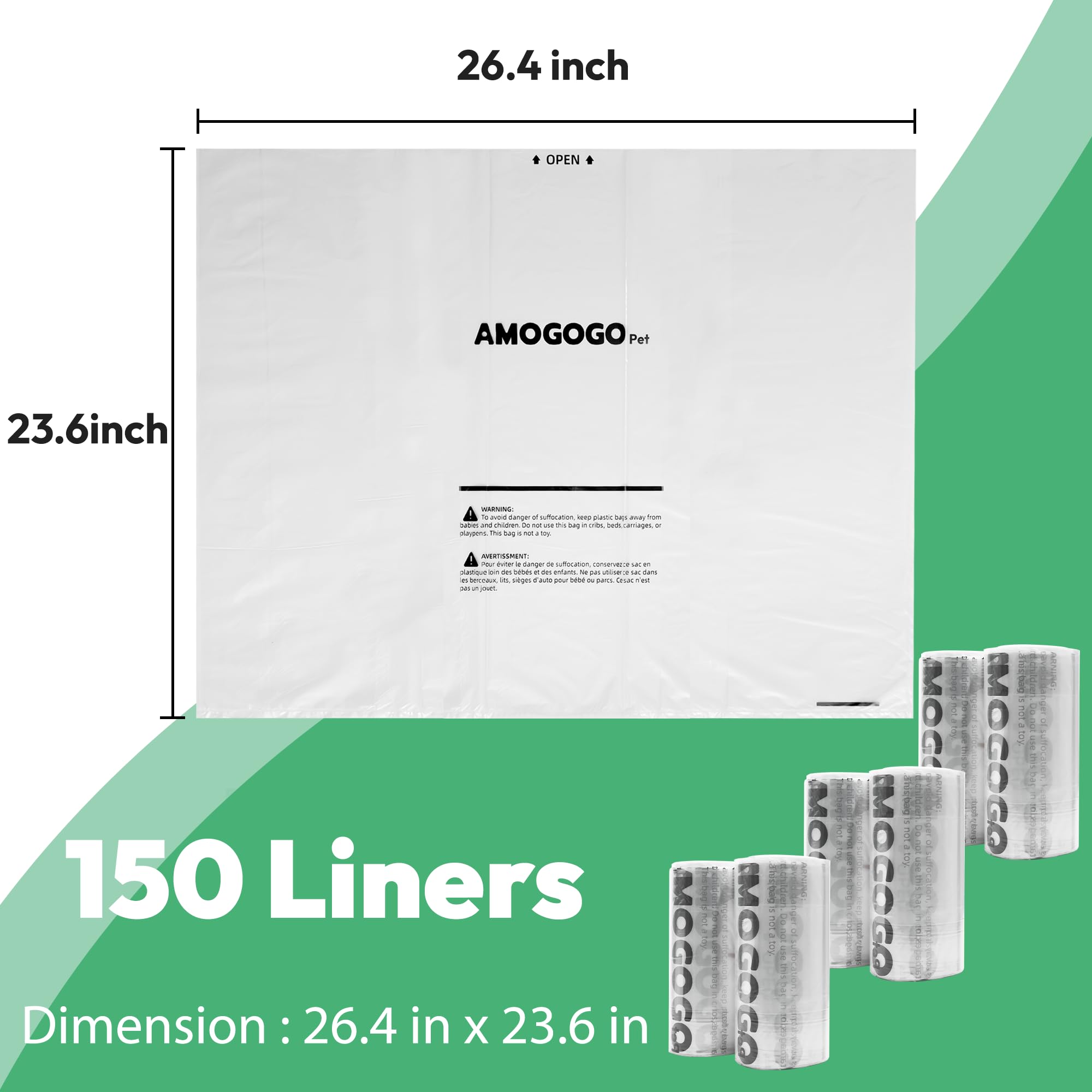 Amogogopet Waste Bags, Compatible With Litter Robot 4 & 3, 150 Pack Liners For Self Cleaning Litter Box, 9-11 Gallon Capacity, P