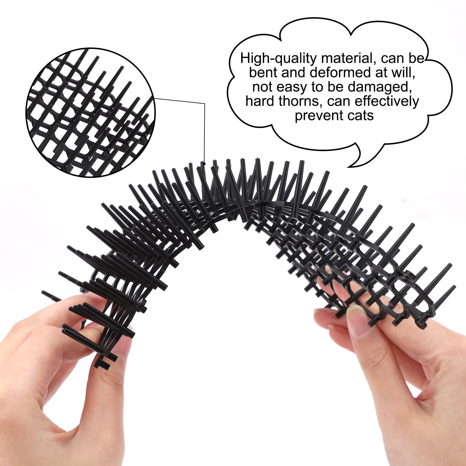 TSLBW 6.2 * 8 Inch 12 Pcs Cat Scat Mat with SpikesCat Repellent Mat with Spikes Pet Deterrent Net Anti Cat Mat Gardening Plastic