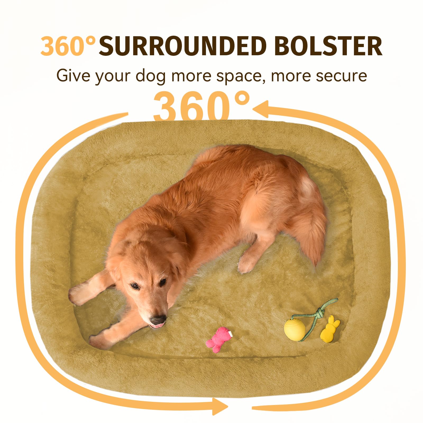 Orthopedic Washable Large Dog Bed: Cooling Dog Bed With Bolsters - Jumbo Bed Waterproof Removable Cover Non-Slip Bottom For Extr