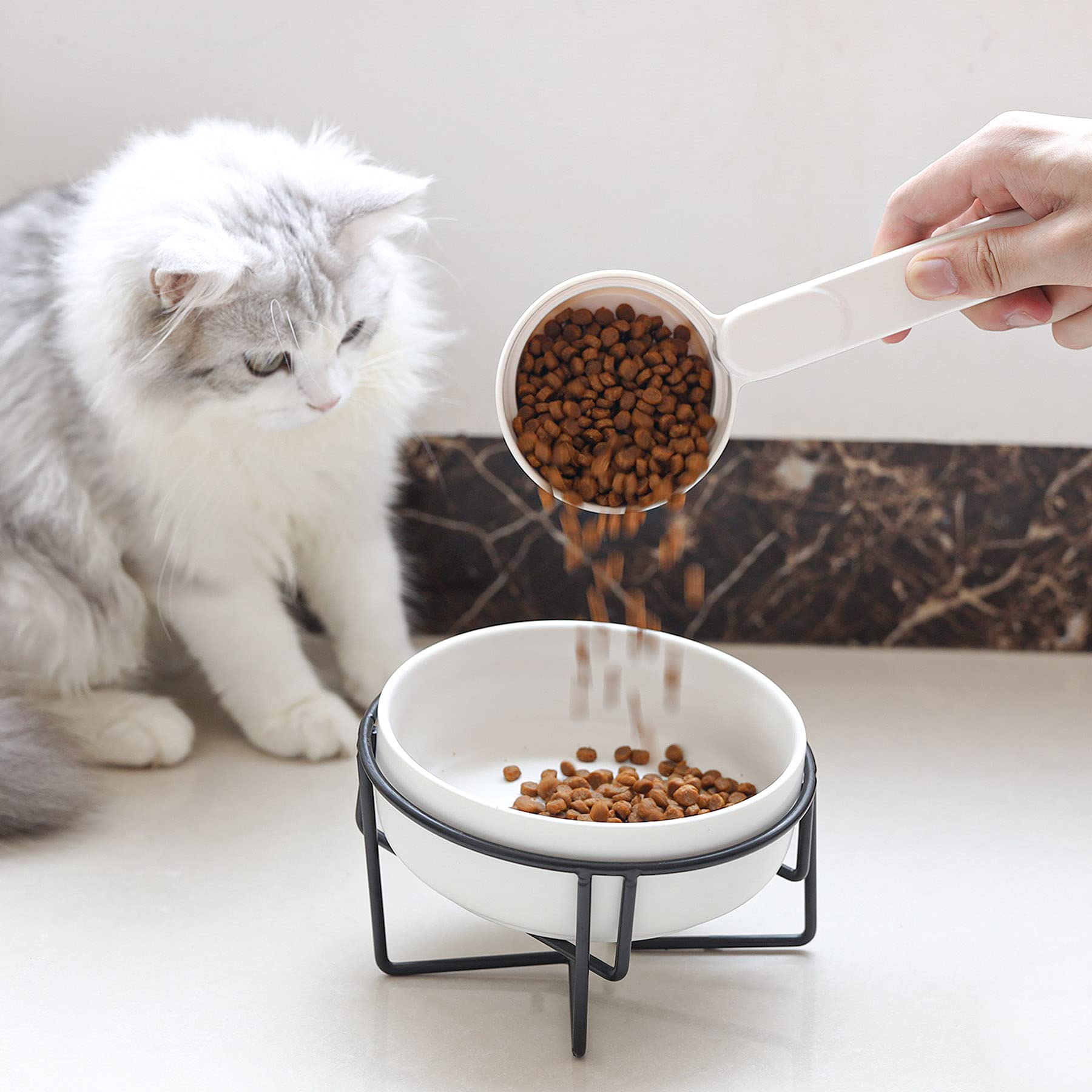 MSBC Melamine Pet Food Scoop, Cat Food Measuring Cups, Comfortable Long Handle Scoop for Dog, Cat, Ferret and Rabbit Food, 1 Cup
