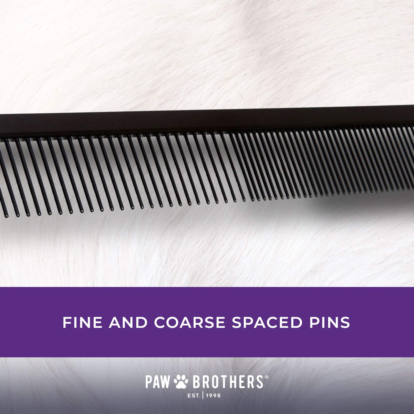 Ryan'S Pet Supplies Paw Brothers Greyhound Style Comb For Dogs, Professional Grade Grooming Tool, Remove Knots And Tangles, True Teflon, Fine/Coarse, Ergonomic Handle, 7.5In