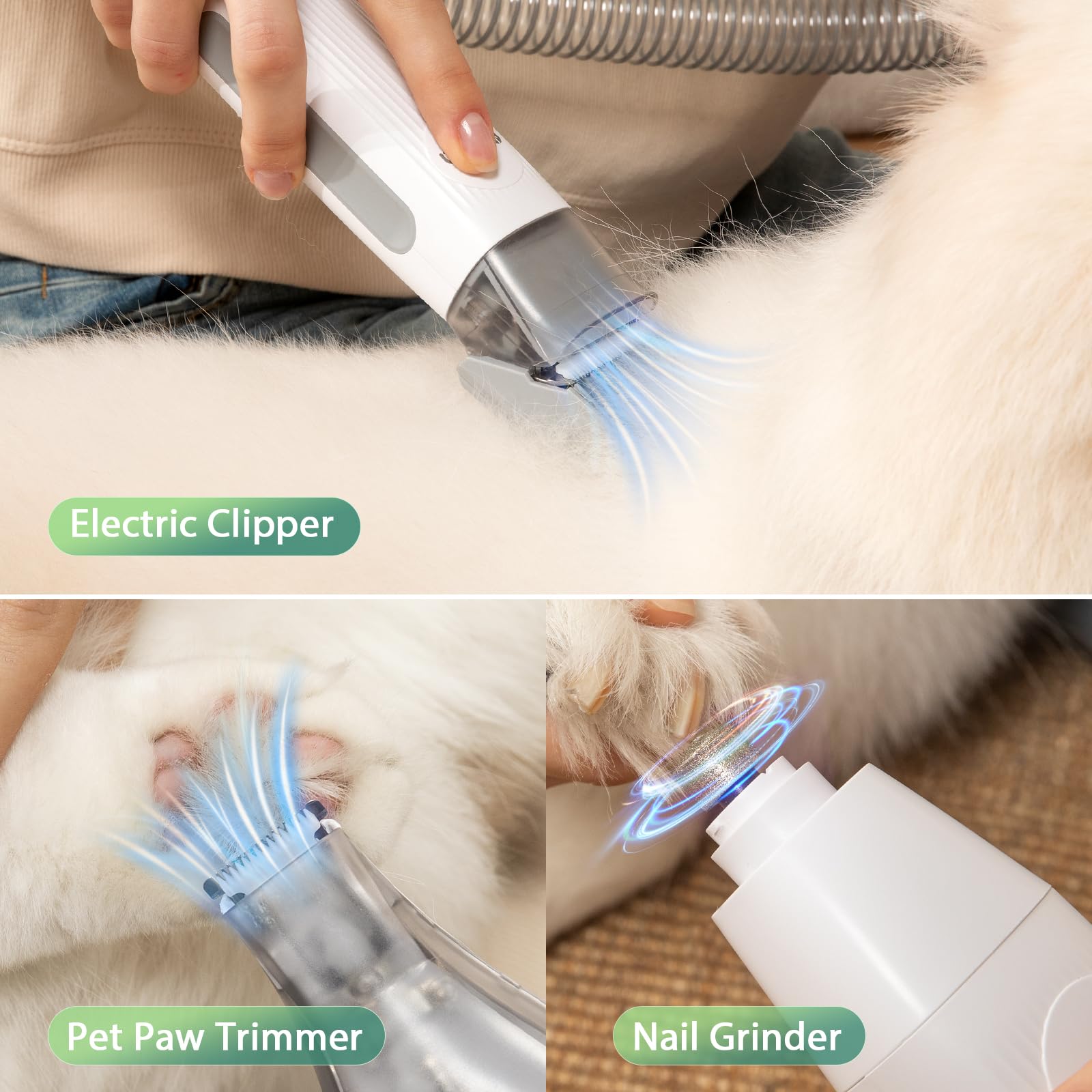 Afloia Dog Grooming Kit - Pet Vacuum & Clippers Nail Trimmer Grinder & Brush for Shedding with 6 Pet Grooming Tools, Low Noise D