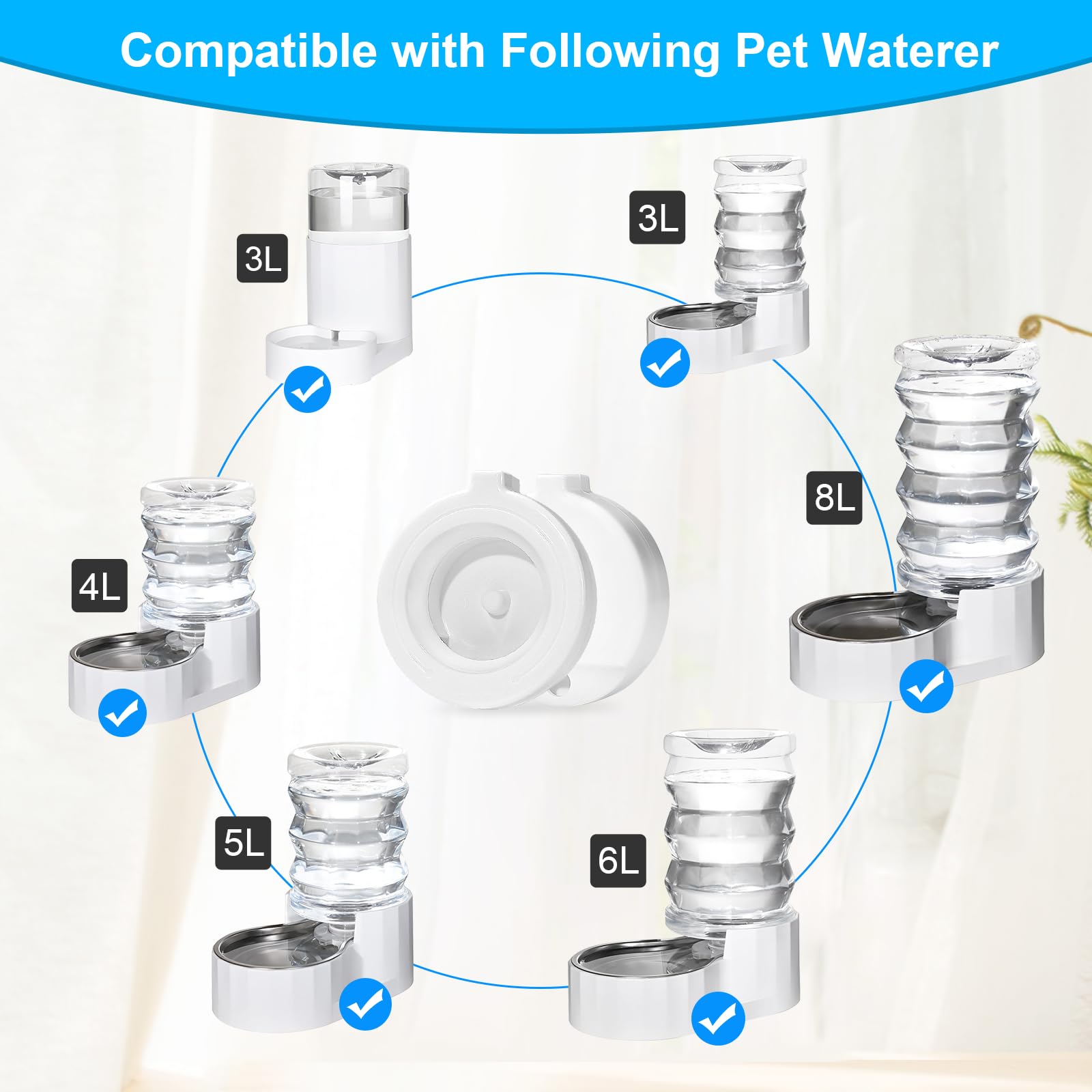 Redoso 4 Pack Replacement Filters For 3L/3.6L/4.6L/6L/8L Gravity Dog/Pet Water Dispenser, Dog Water Filter Replacement, Triple F