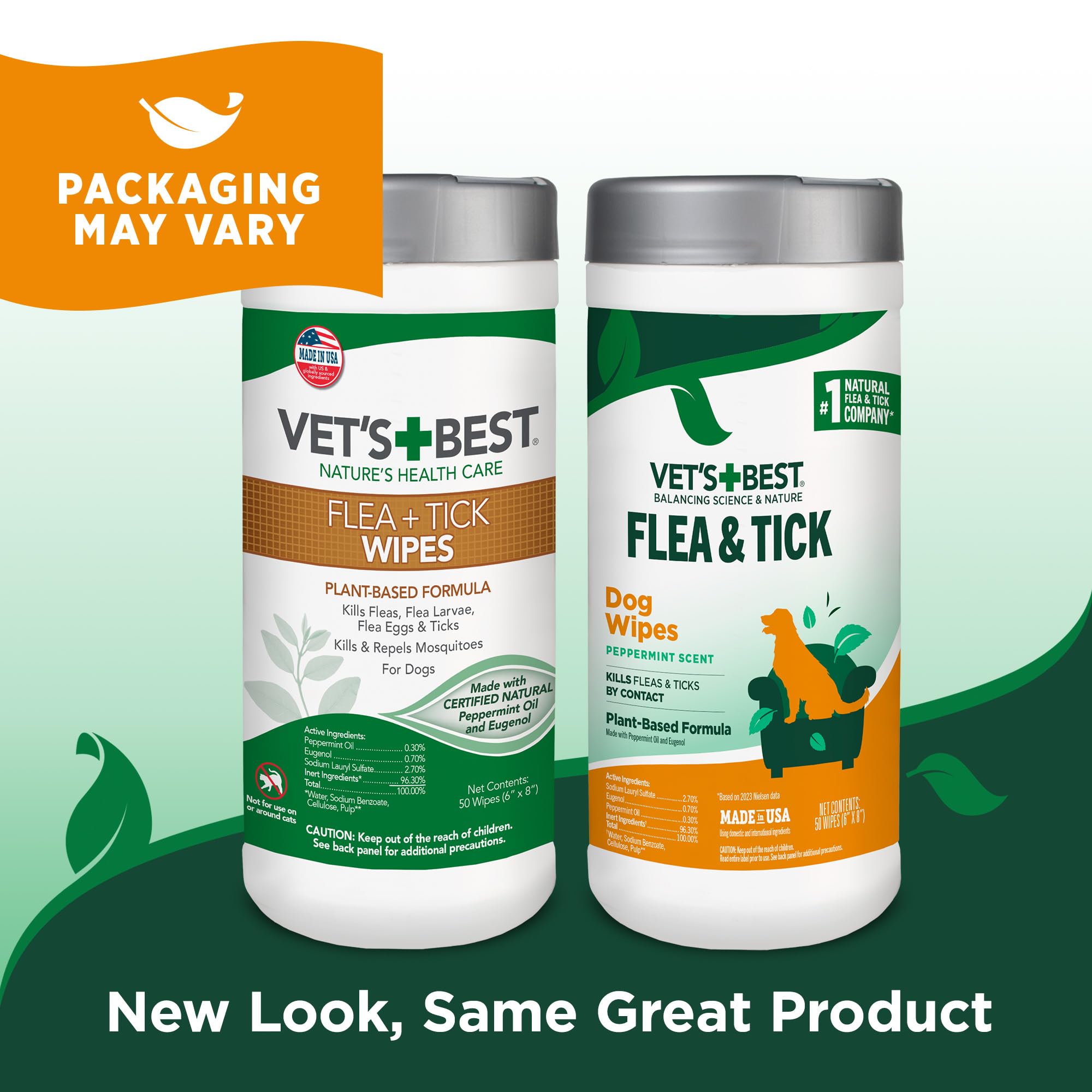 Vets Best Flea and Tick Wipes for Dogs and Cats - Flea Treatment for Cats and Dogs - Plant-Based Formula - Certified Natural Oi
