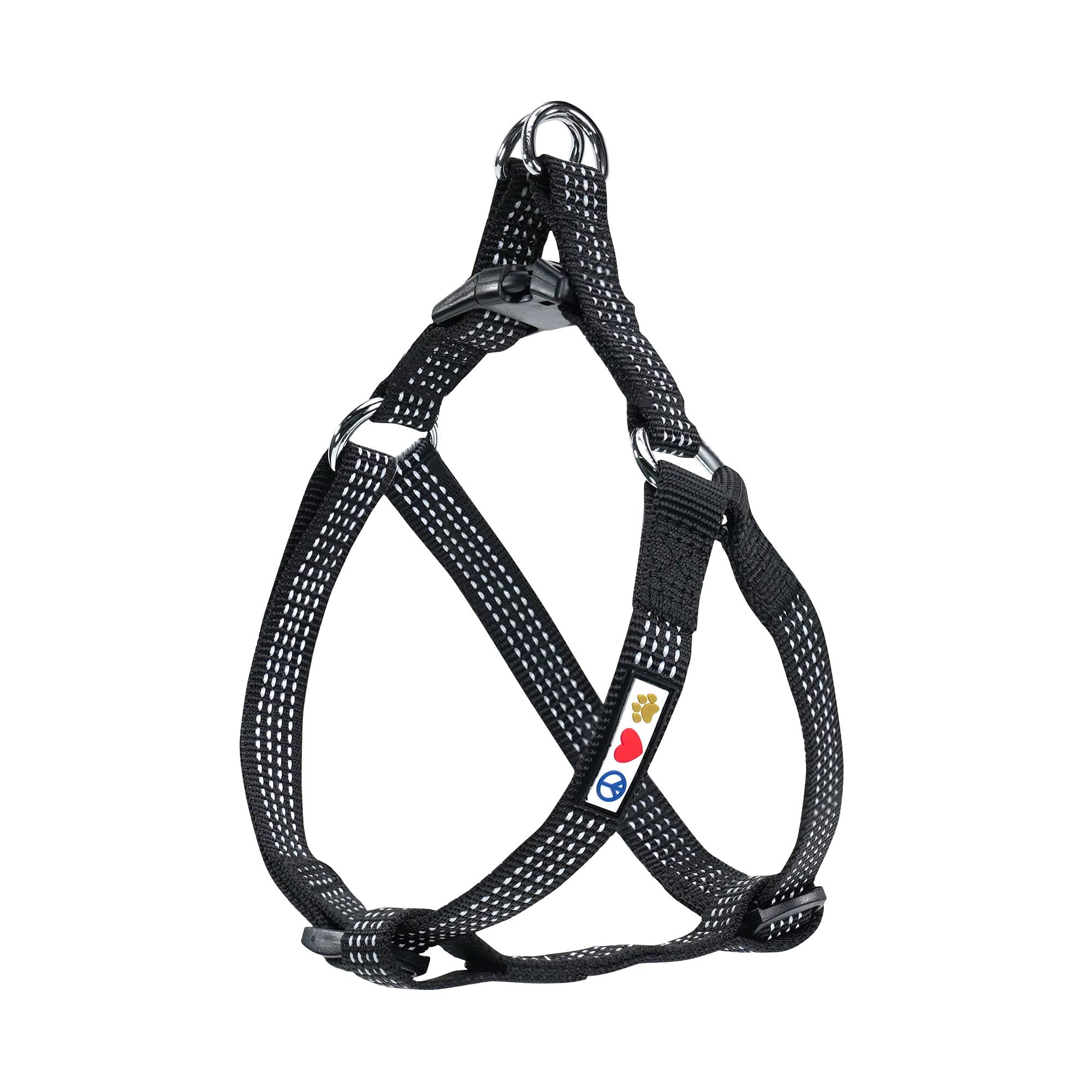 Pawtitas Adjustable Reflective Dog Harness - Step In, Senior to Puppy, Black
