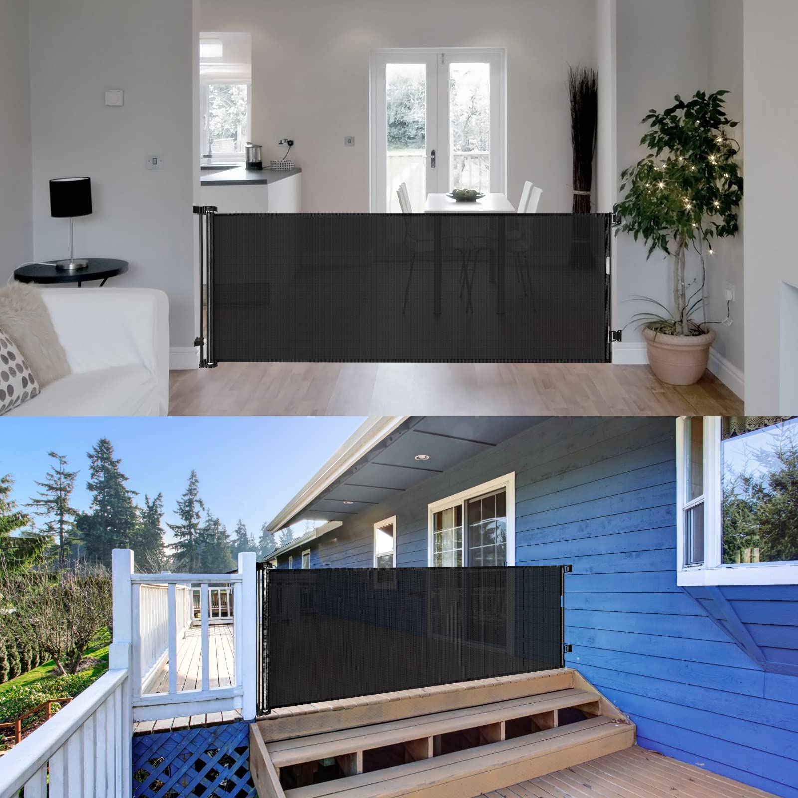 110 Inch Extra Wide Baby Gate For Large Openings Retractable Baby Gates Indoor Outdoor Extra Long Baby Gates For Doorways Large Retractable Dog Gate For Stairs Deck Gates For Dogs Indoor Pet Gate