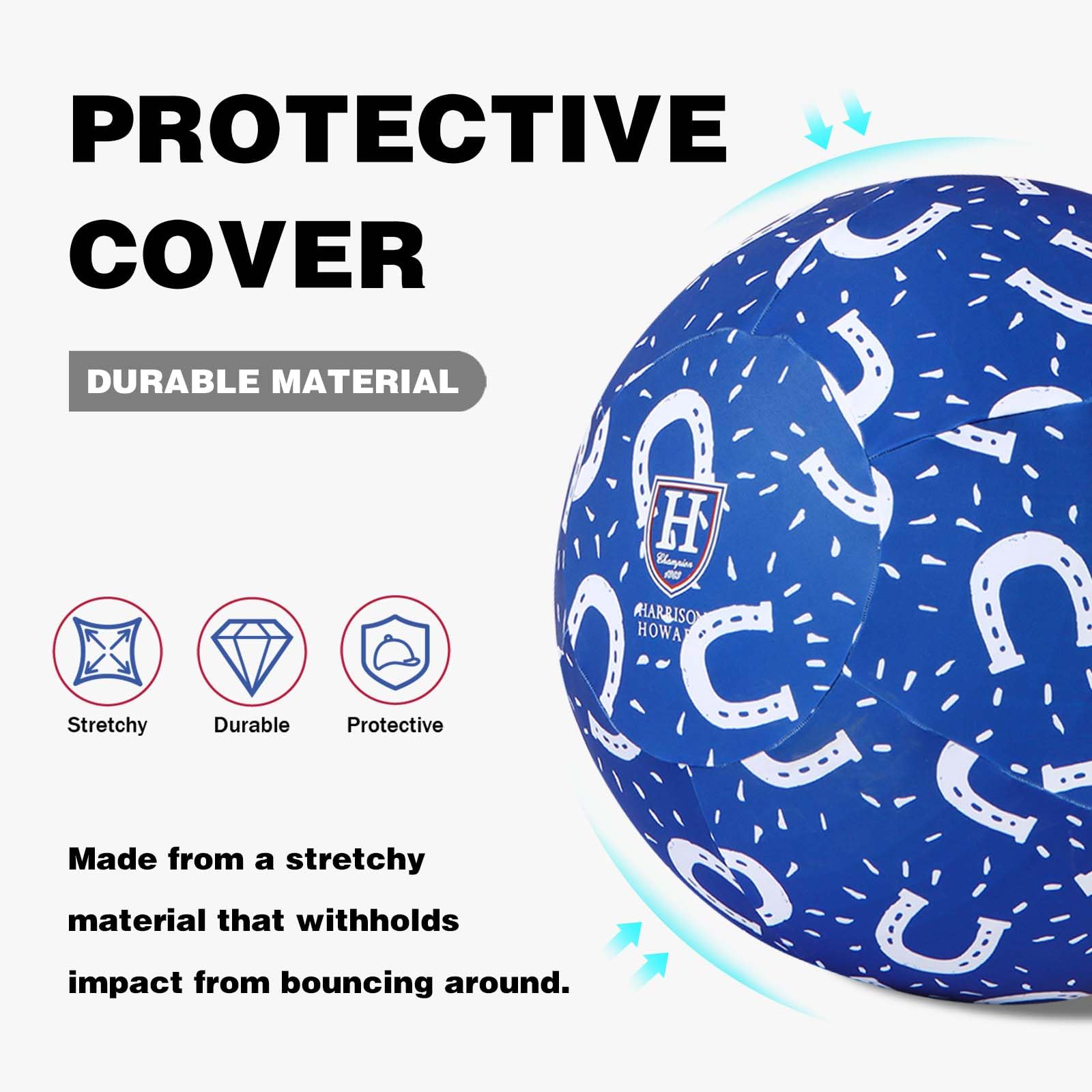 Harrison Howard Howdy Bally Horse Playball Mega Ball Cover For Equine Use - Exclusive Fun Patterns Protective Horseshoe Print 40