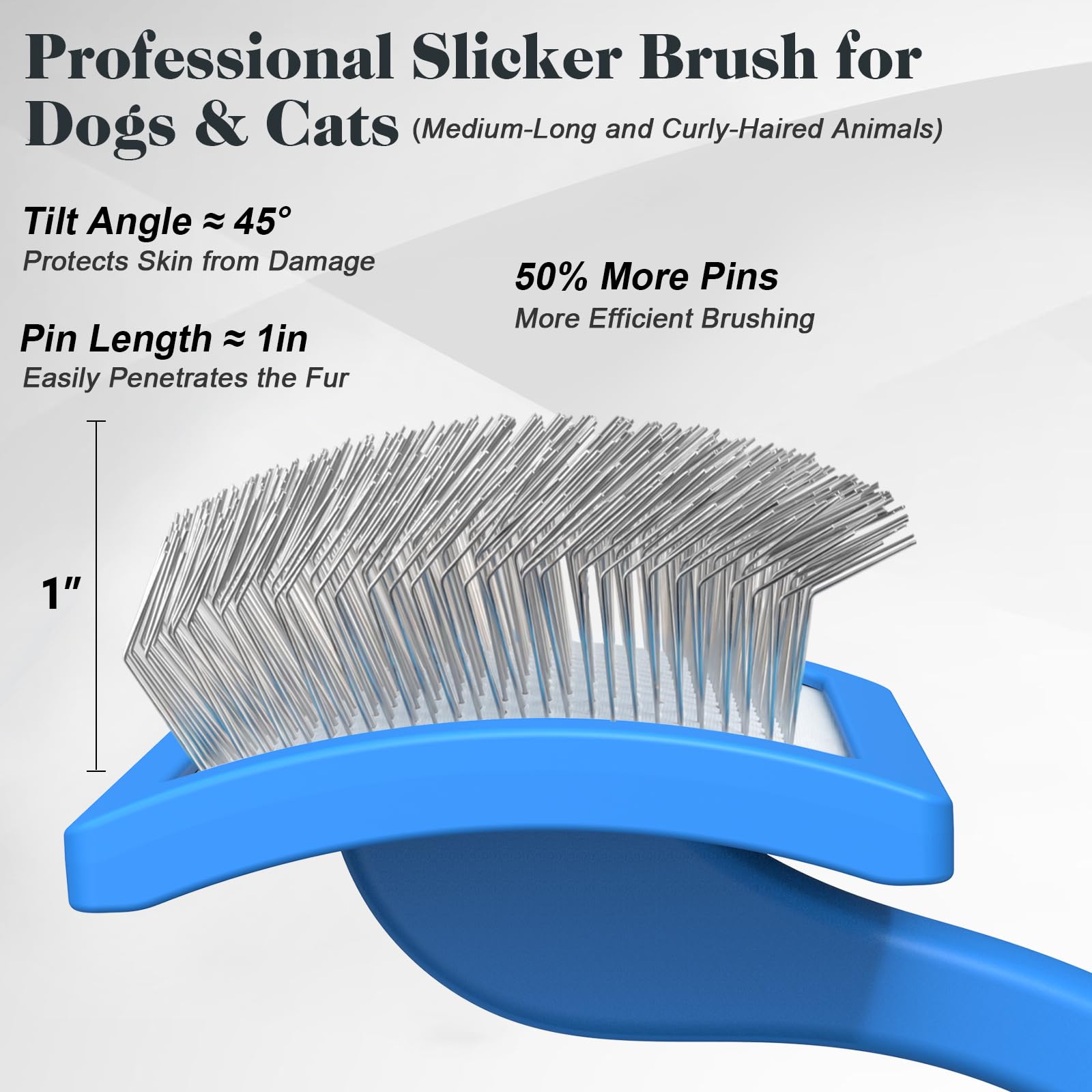 2PCS Slicker Brush for Dogs & Pet Comb,Professional Dog Grooming Brush (Goldendoodles,Poodles,Labradoodles) with Extra Long Pins
