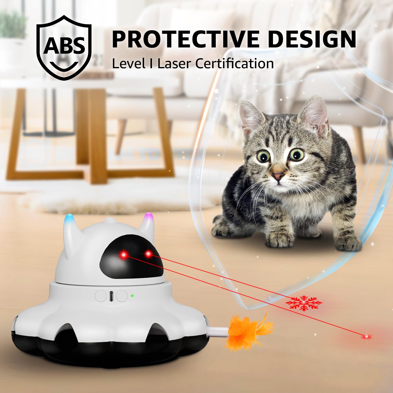 Mikk Cat Laser Toy Cat Feather Toys 2-In-1 Interactive For Indoor Cats Automatic With Remote Control Moving Ambush Usb-C Recharg