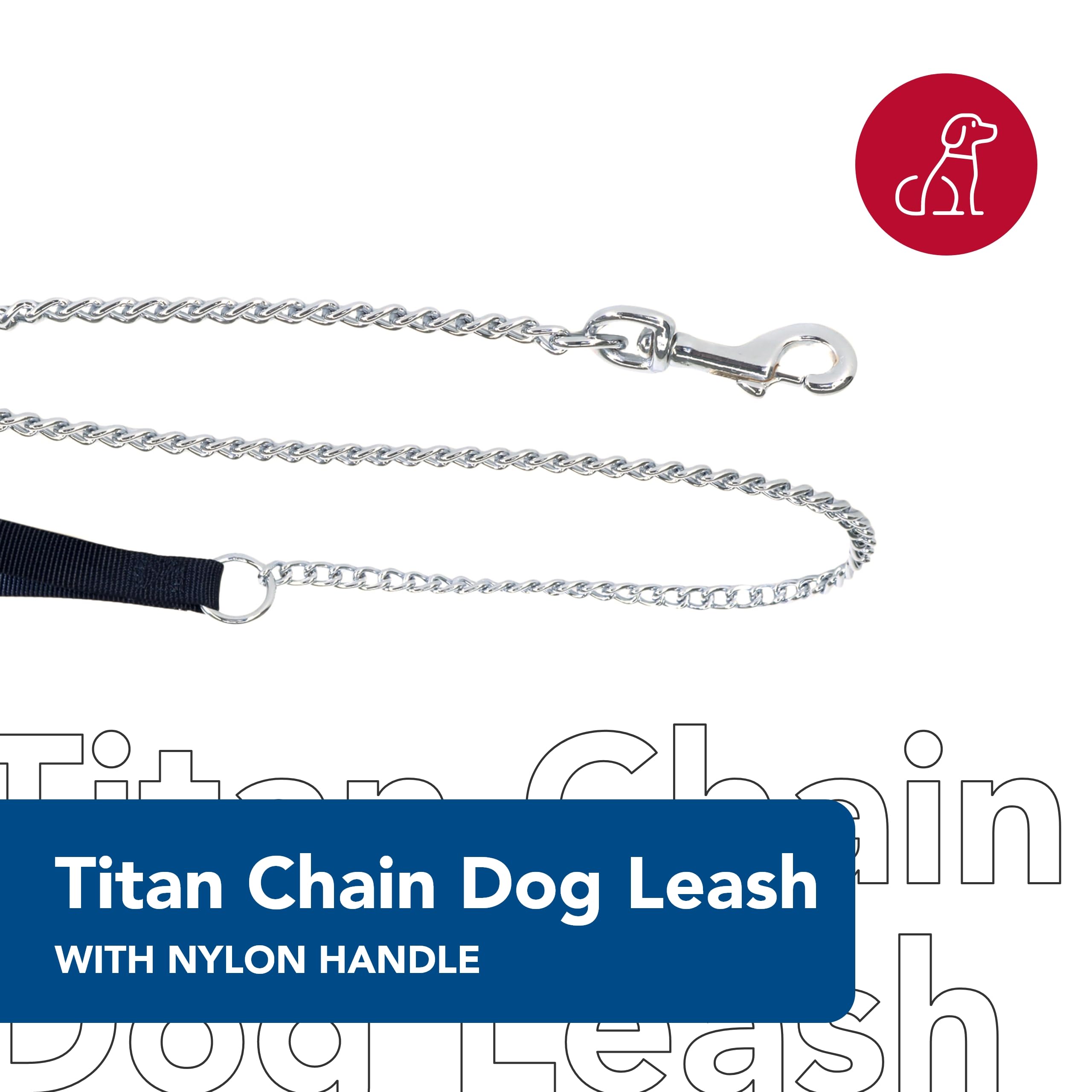 Coastal Pet Titan Chain Dog Leash With Comfortable Handle - Durable Metal Dog Leash - Heavy-Duty Dog Leash For Puppies & Dogs - Quality Dog Supplies - Black, 2 Mm X 4'