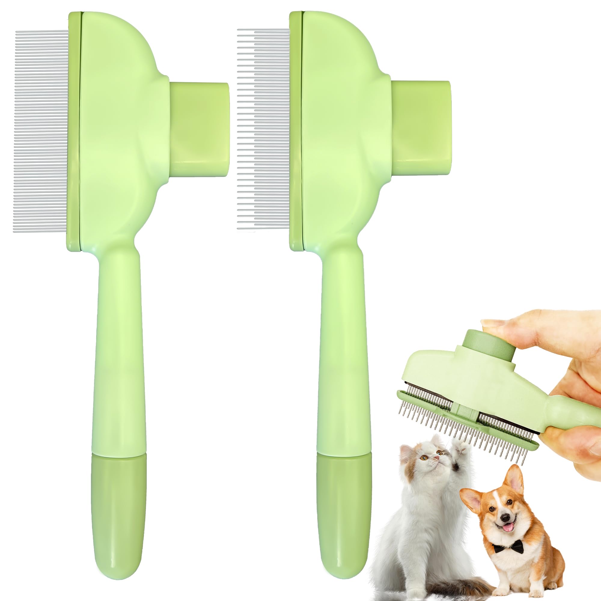 Flea Comb For Dogs And Cats With Release Button Fine Tooth Dog Comb For Grooming Massaging And Cleaning Remove Fleas Eggs Pet Ha