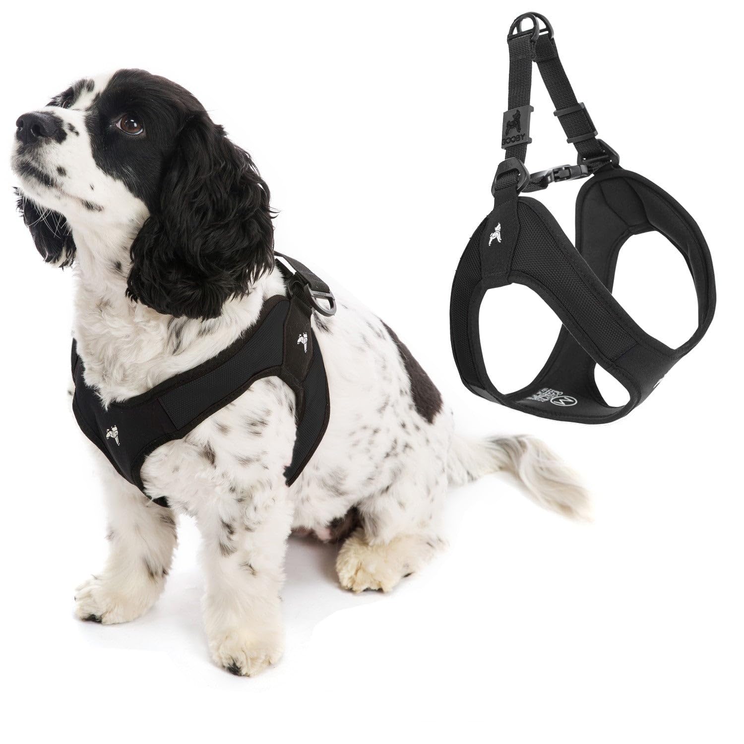Gooby Escape Free Easy Fit Harness - Black, Medium - No Pull Step-In Patented Small Dog Harness With Quick Release Buckle - Perf