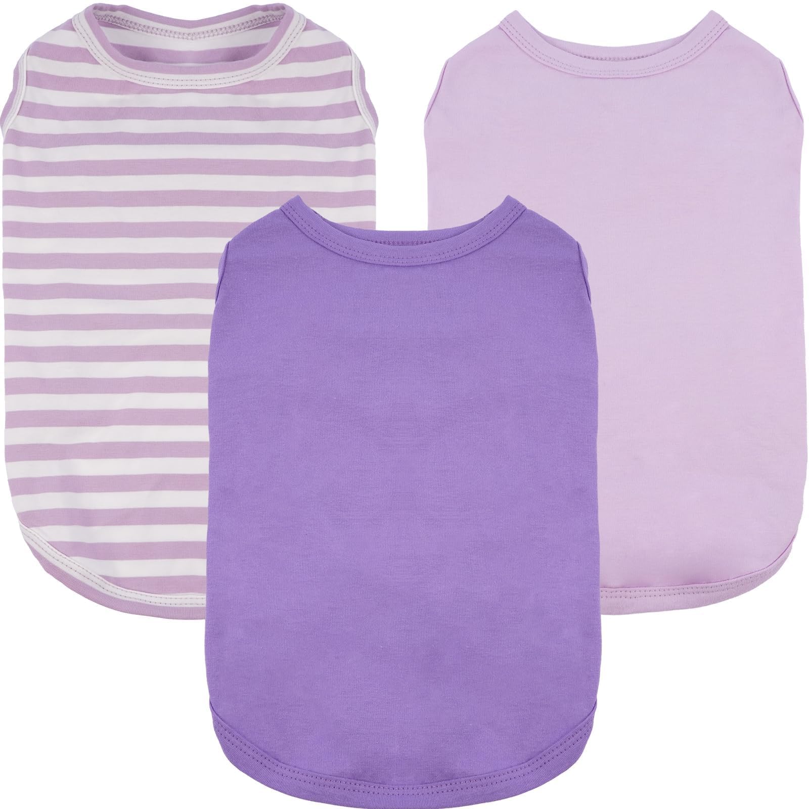 3 Pack Xs Purple Striped Dog T-Shirt For Puppy Dogs,Lightweight Sleeveless Shirt Set For Spring&Summer Outdoor Insect Protection