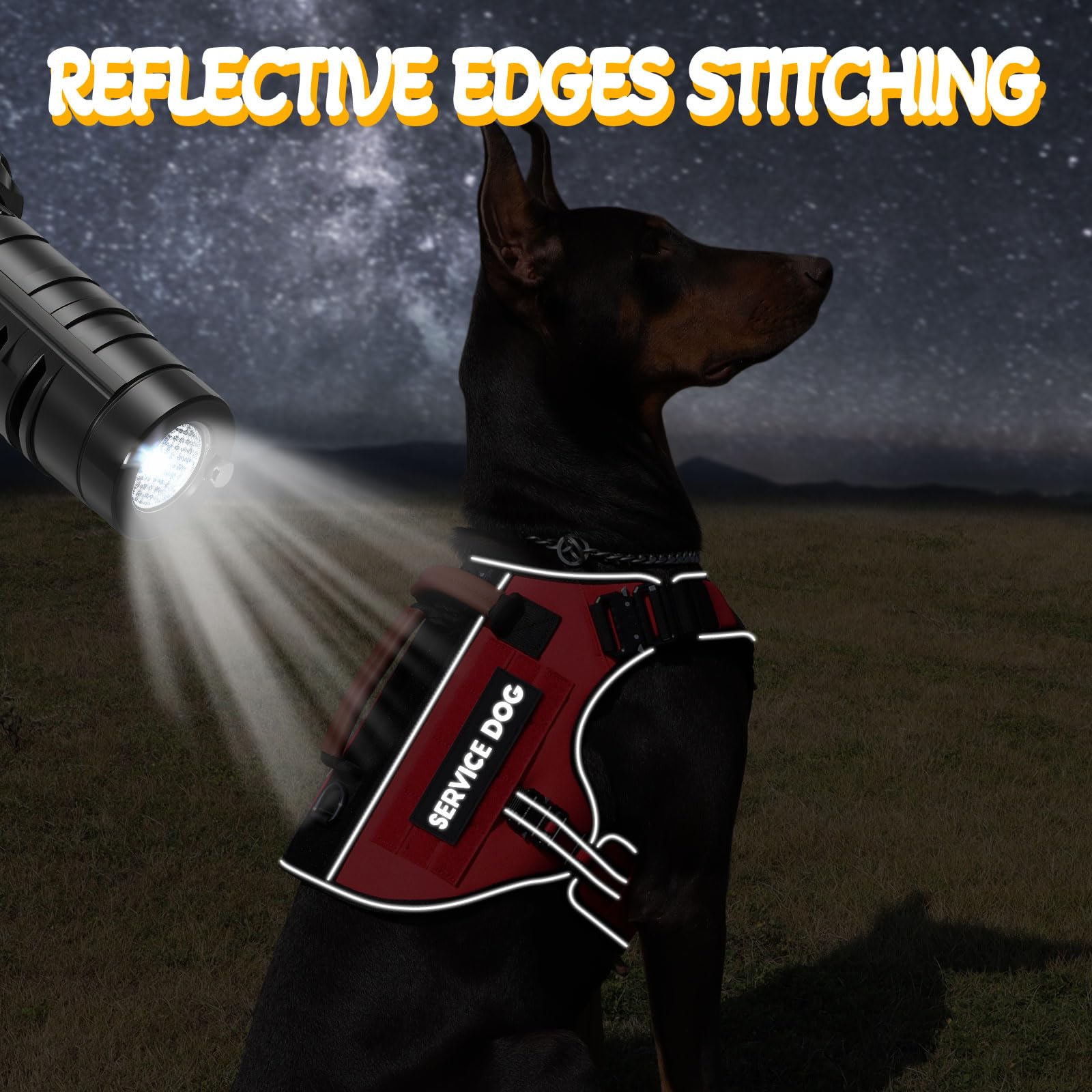 Service Dog Vest - HEYCAHVA Tactical Dog Harness Full Metal Buckles for Large Medium Dog Reflective No Pull Dogs Harnesses Vest