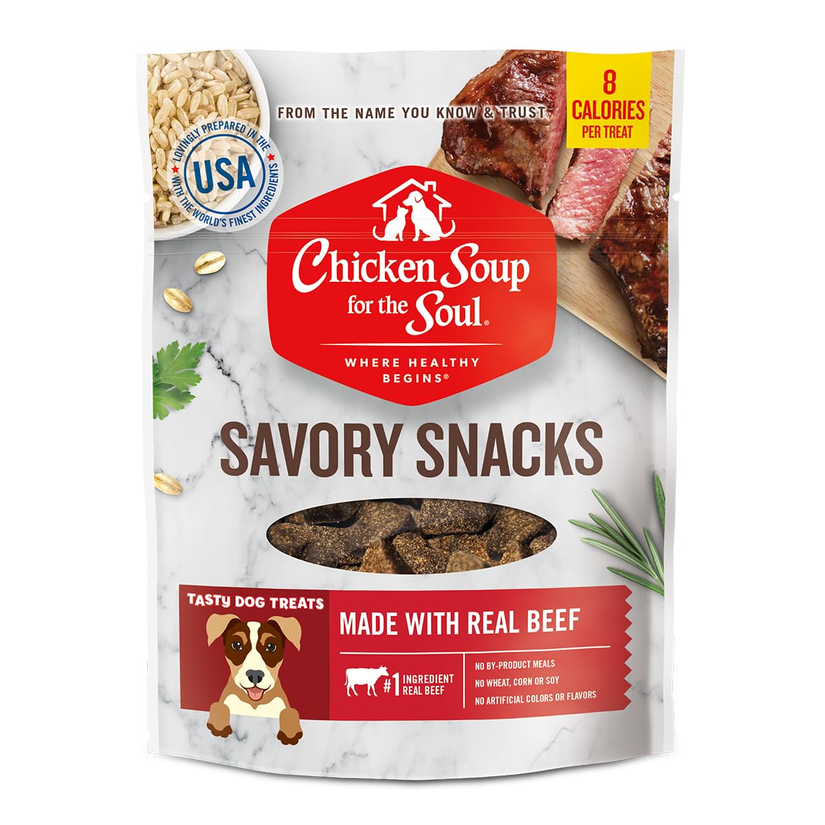 Chicken Soup For The Soul Pet Food Savory Snacks Dog Treats, Beef, 6 Ounce Bag | Soy, Corn & Wheat Free, No Artificial Flavors o