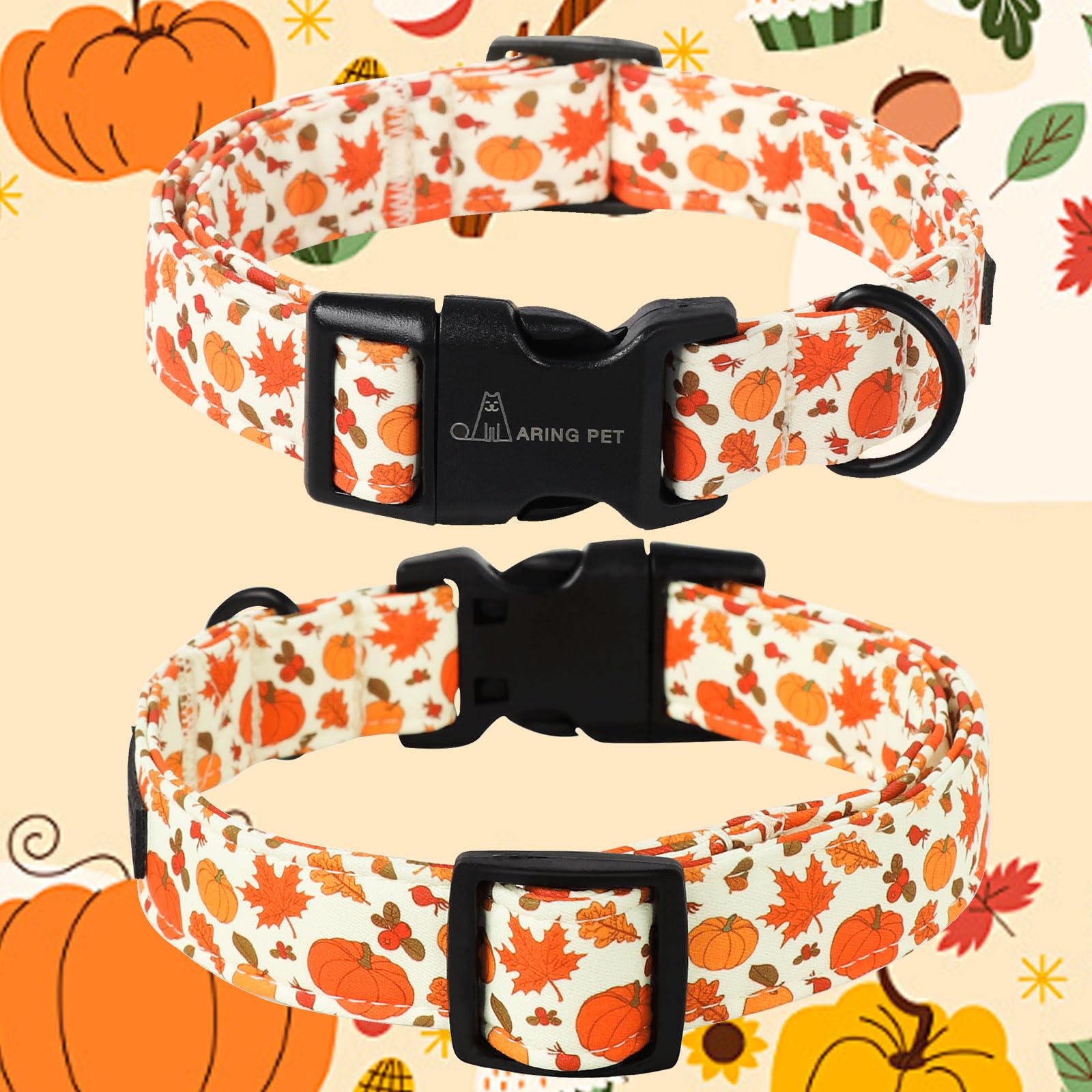 Aring Pet Fall Dog Collar-Cute Halloween Dog Collar For Small Dogs, Adjustable Pumpkin Pet Collars Puppy Collar With Quick Relea
