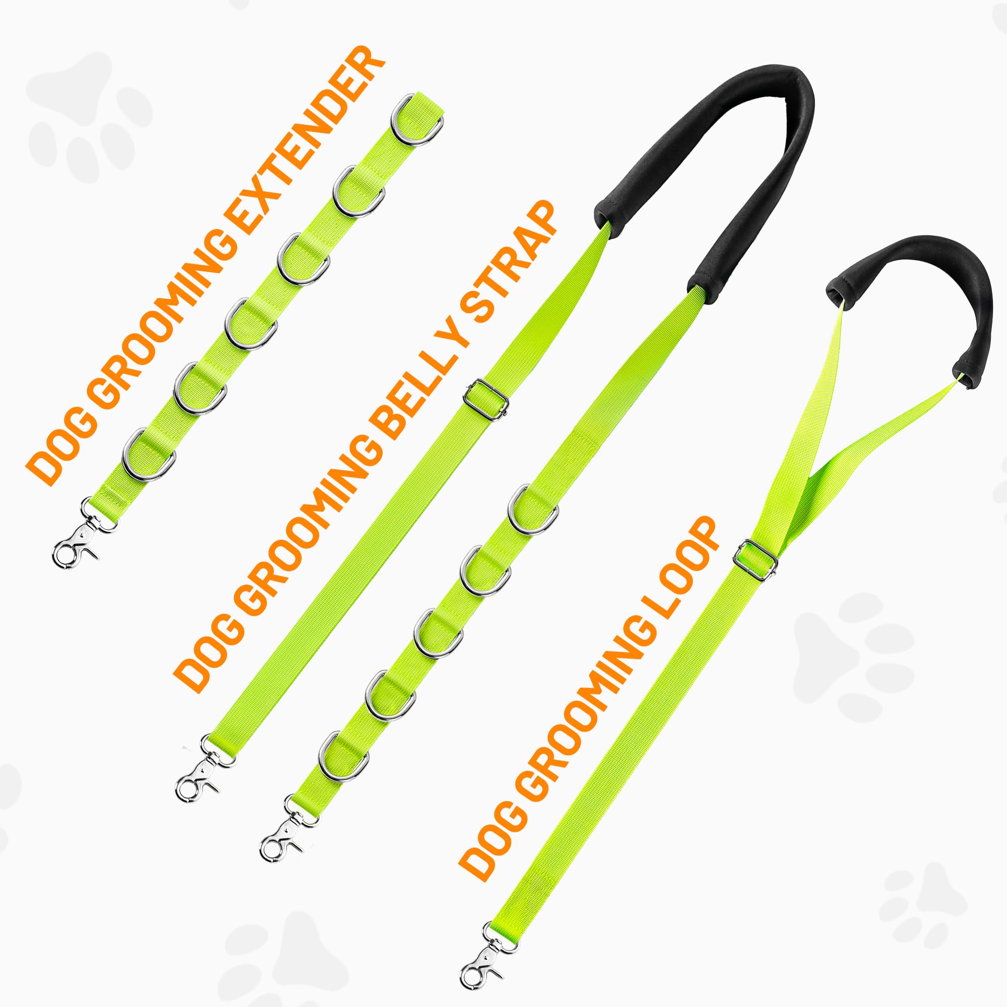 Uni Pnr Dog Grooming Accessories - Belly Strap, Loops & Extension Strap For Small Dogs (Green)