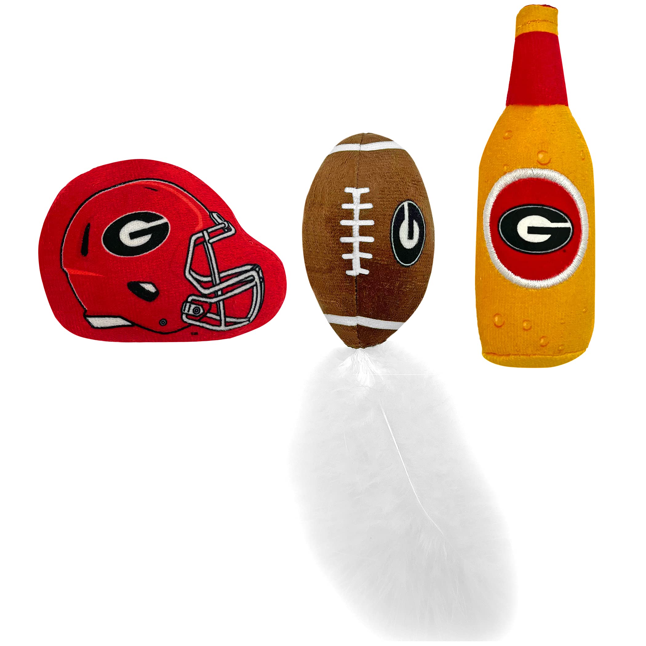 Best Plush Cat Toy - Ncaa Georgia Bulldogs Complete Set Of 3 Piece Cat Toys Filled With Fresh Catnip. Includes: 1 Helmet Cat Toy