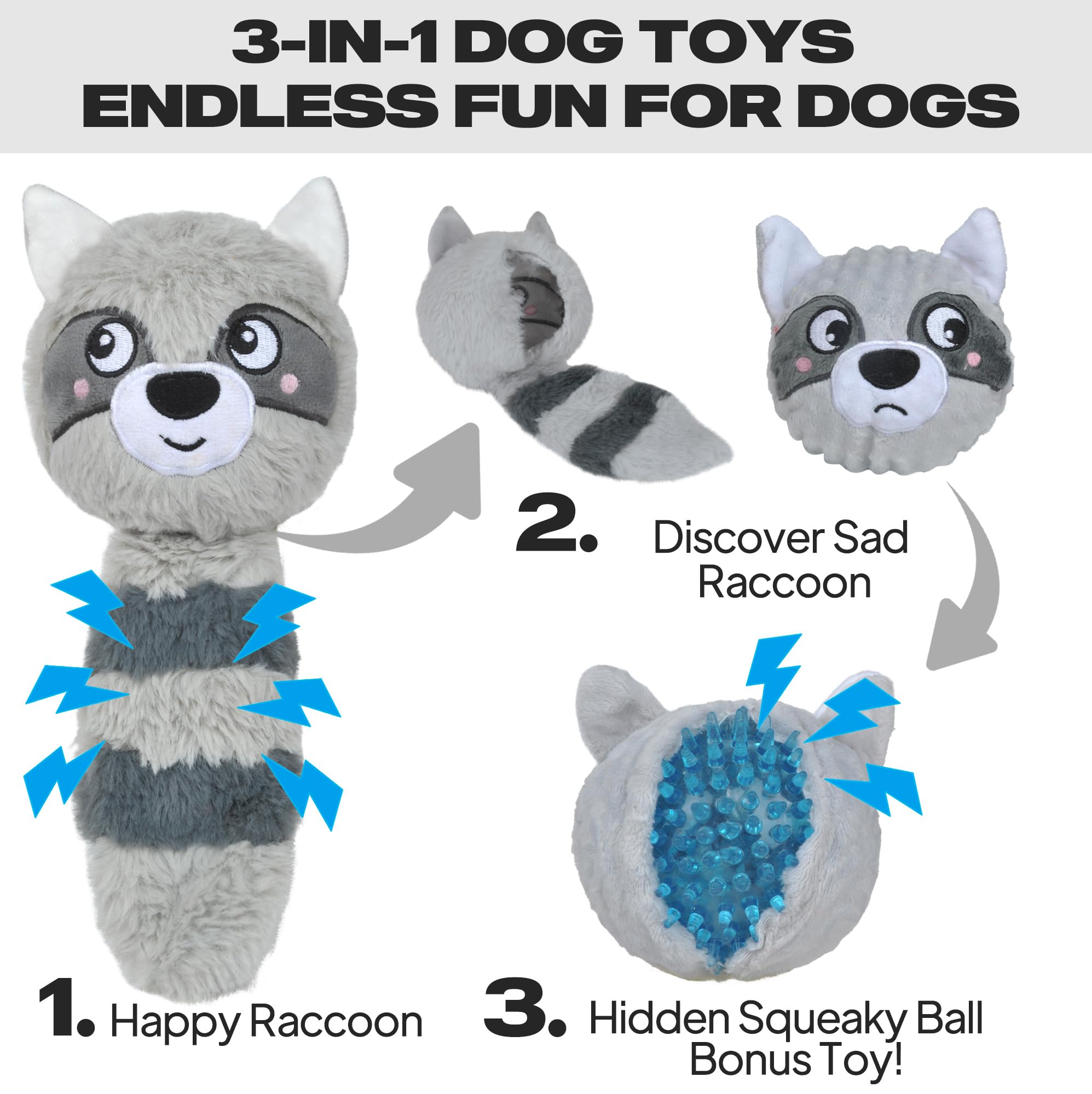 Fida Squeaky Dog Toys For Aggressive Chewers 3 In 1, Dog Chew Toys With 3 Layers,Interactive Dog Toys For Large Dogs Balls To Ke