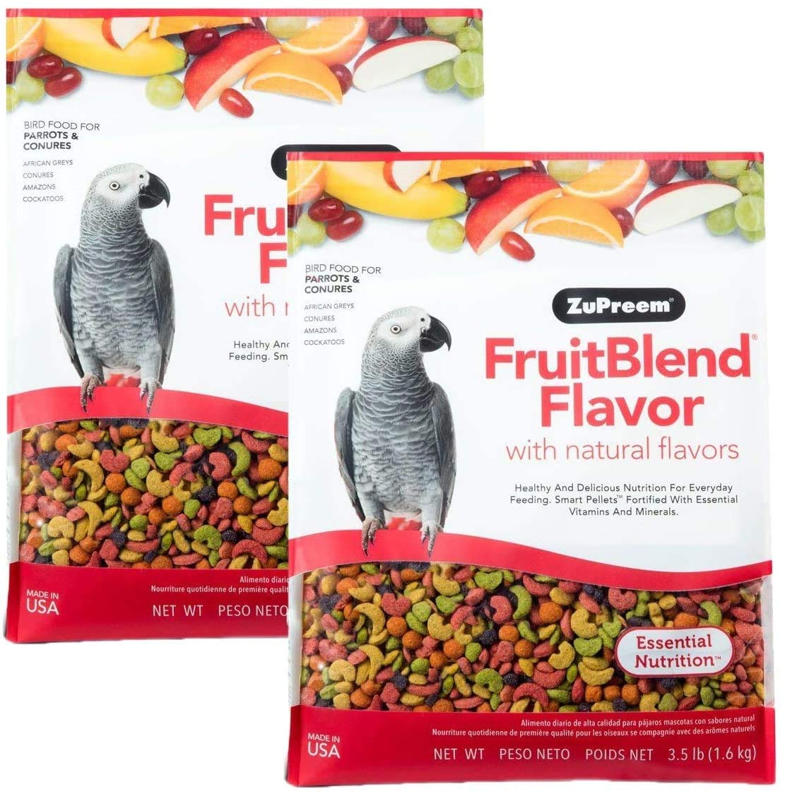 Zupreem Fruitblend Flavor Pellets Bird Food For Parrots And Conures, 3.5 Lb (Pack Of 2) - Daily Blend Made In Usa For Caiques, African Greys, Senegals, Amazons, Eclectus, Small Cockatoos