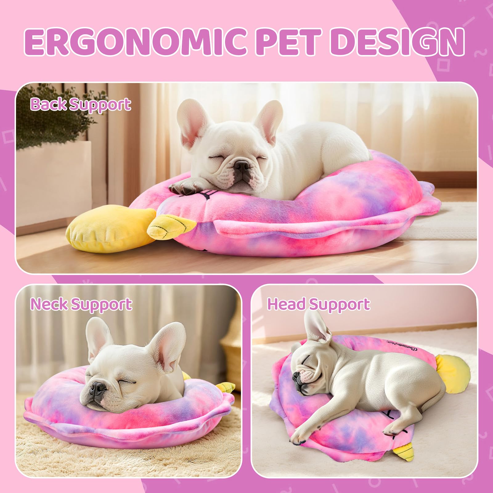 Burgeonnest Small Dog Calming Pillow For Dogs And Cats, Fluffy Soft Colorful Sleep Bolster Cozy Pet Bed Pillow, Great Present Fo
