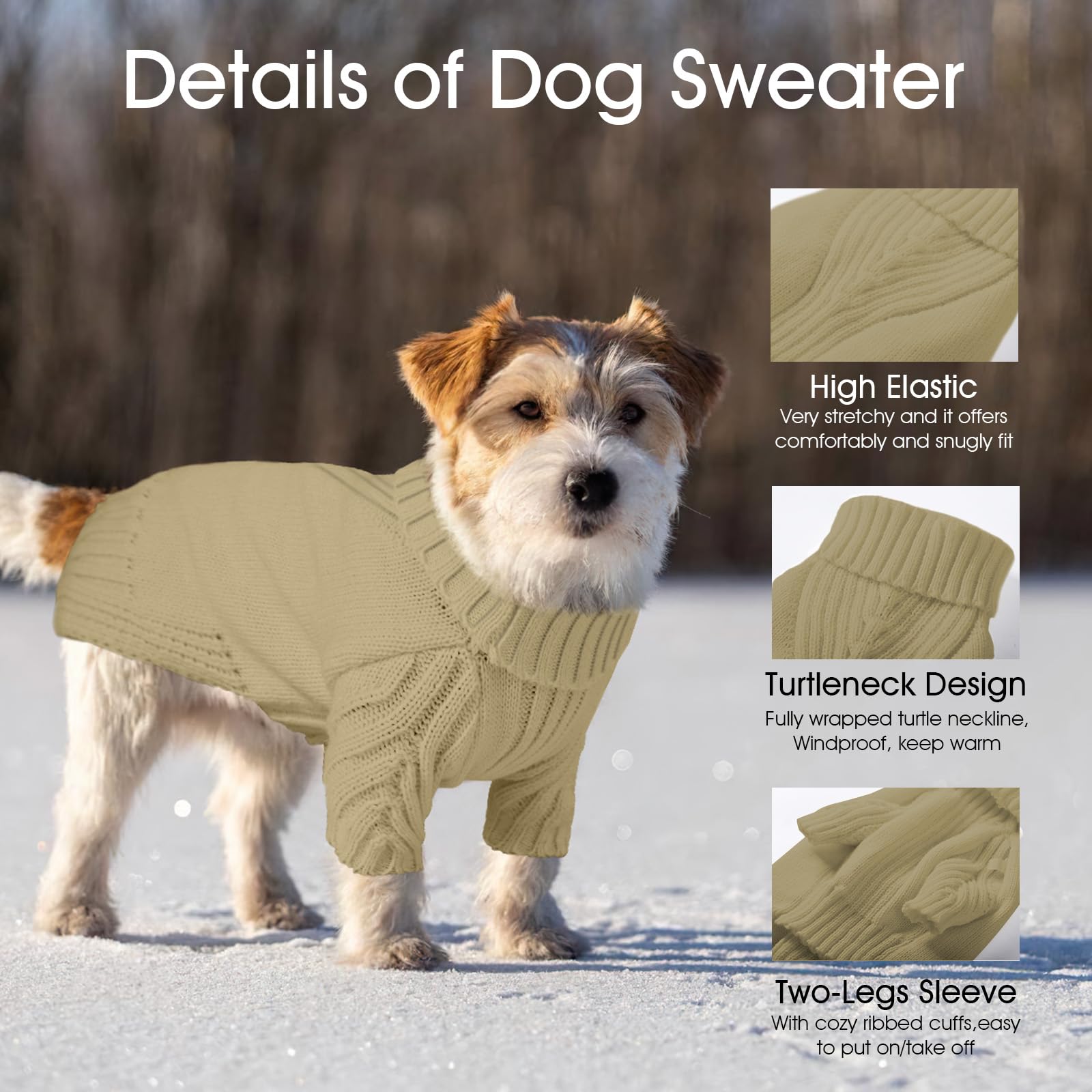 Dog Sweaters For Small Medium Large Dogs Girl, Classic Turtleneck Pet Sweater For Dogs Cats, Thermal Doggy Winter Coat, Warm Dog