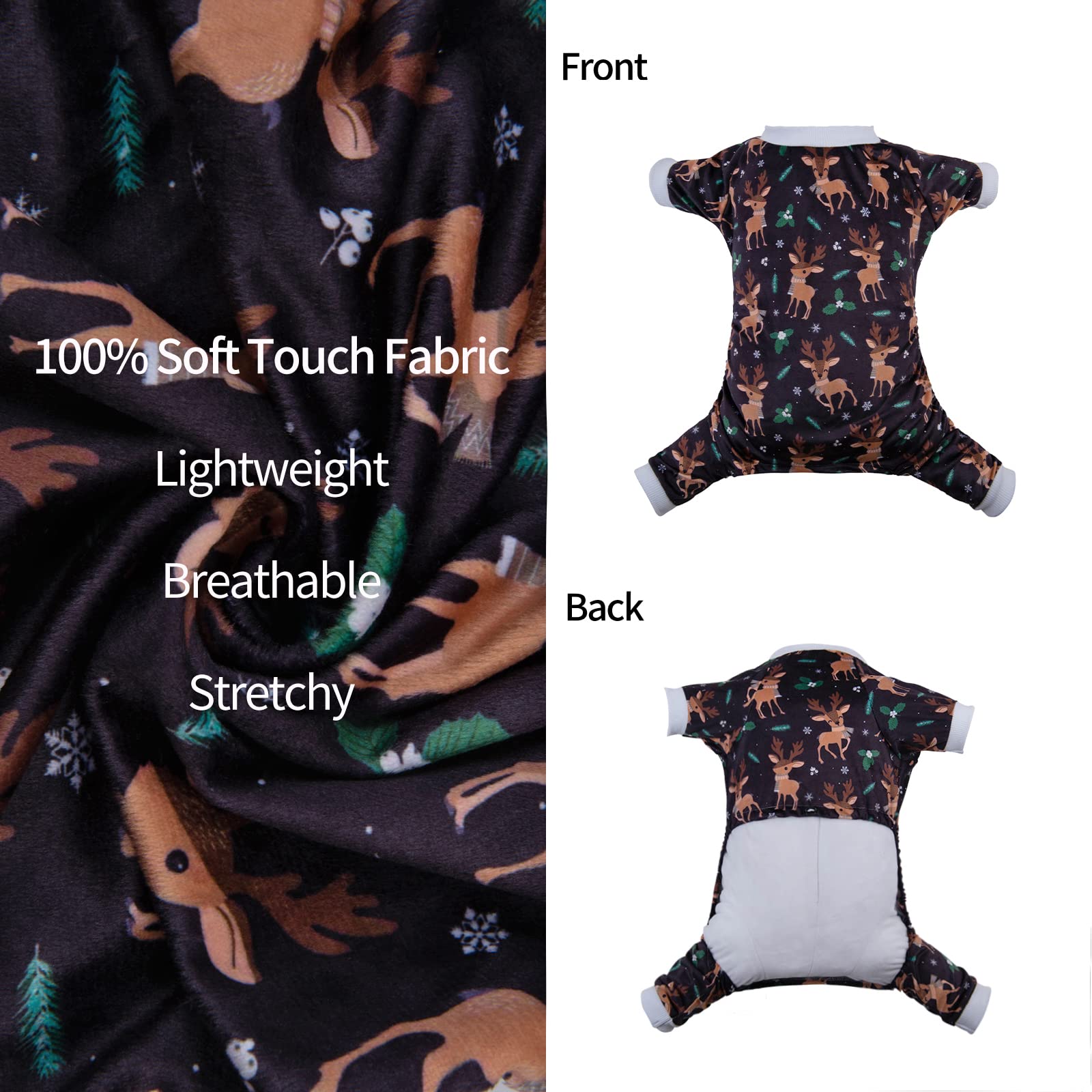 Cutebone Dog Christmas Pajamas Reindeer Clothes Soft Puppy Pjs For Small Dogs P256S