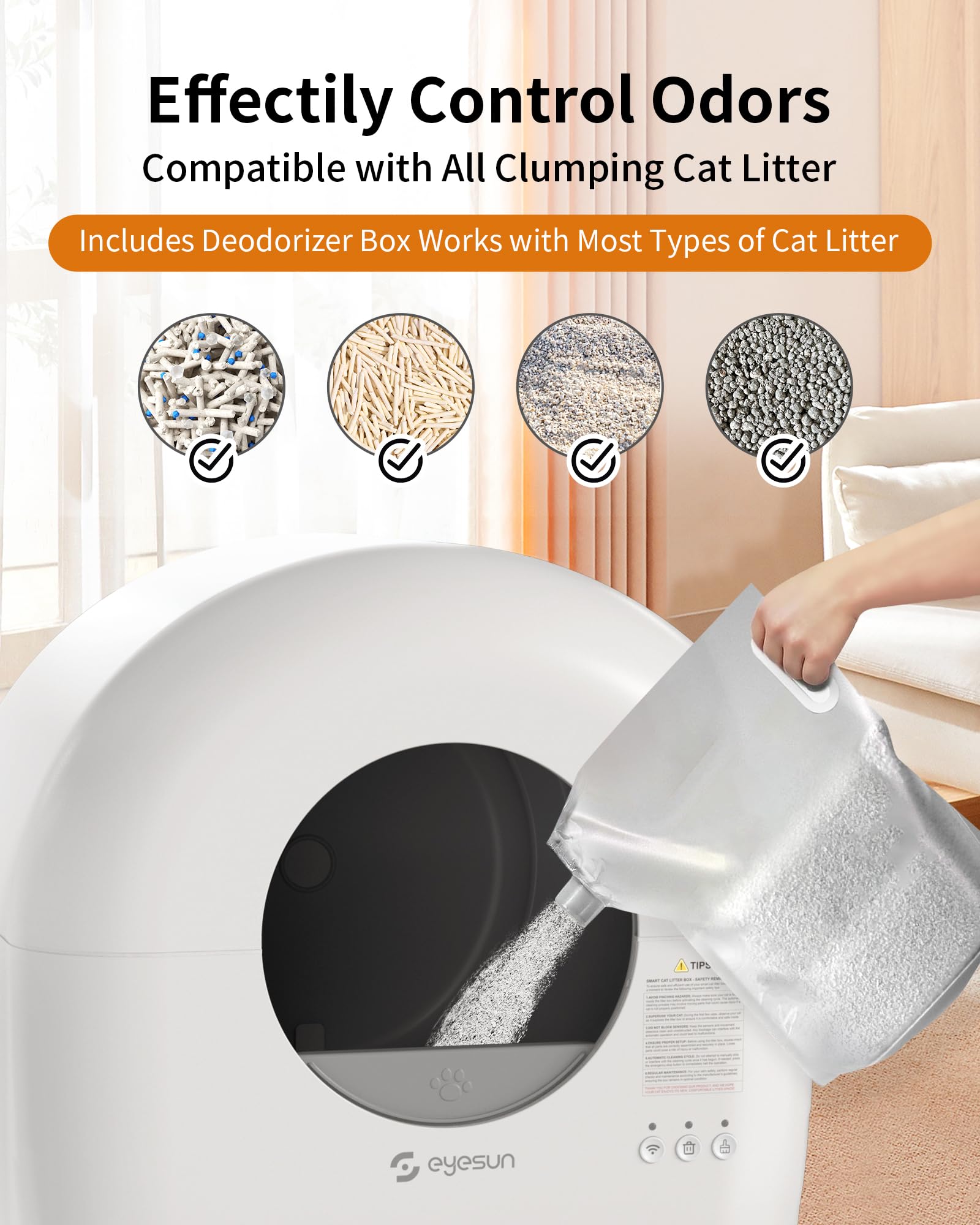 Self Cleaning Litter Box,76L Automatic Cat Litter Box Self Cleaning with APP Control,Low Noise,Safety Protection,Roll Garbage Ba