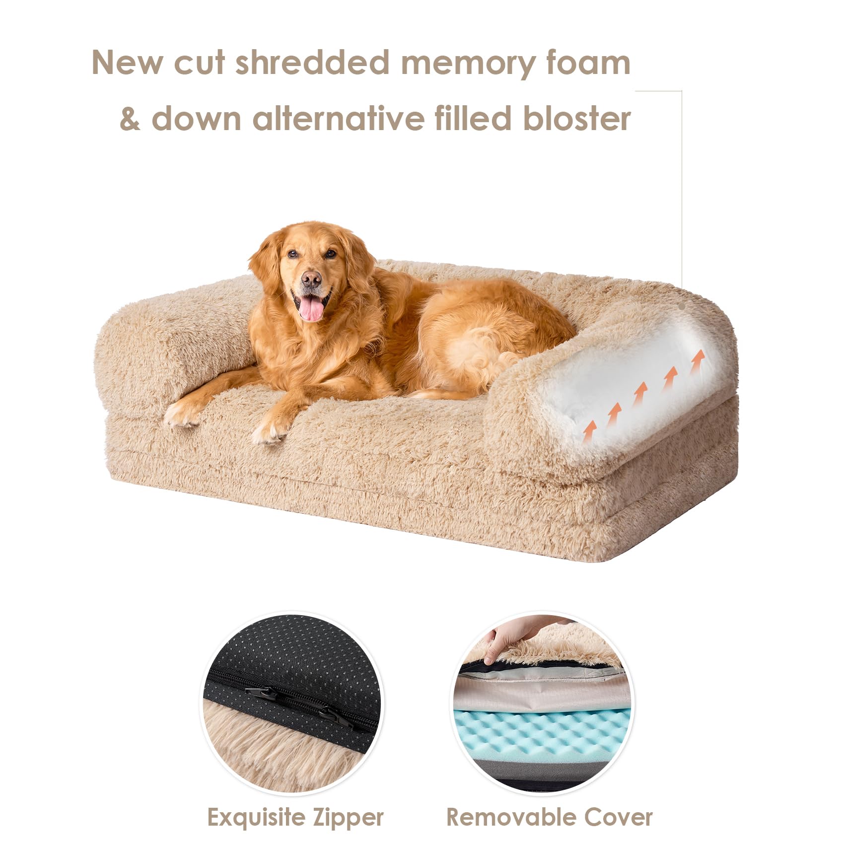 Eheyciga Foldable Human Dog Bed, Orthopedic Memory Foam Human Sized Dog Bed, Waterproof Pet Bed For People, Faux Fur Pet Couch F