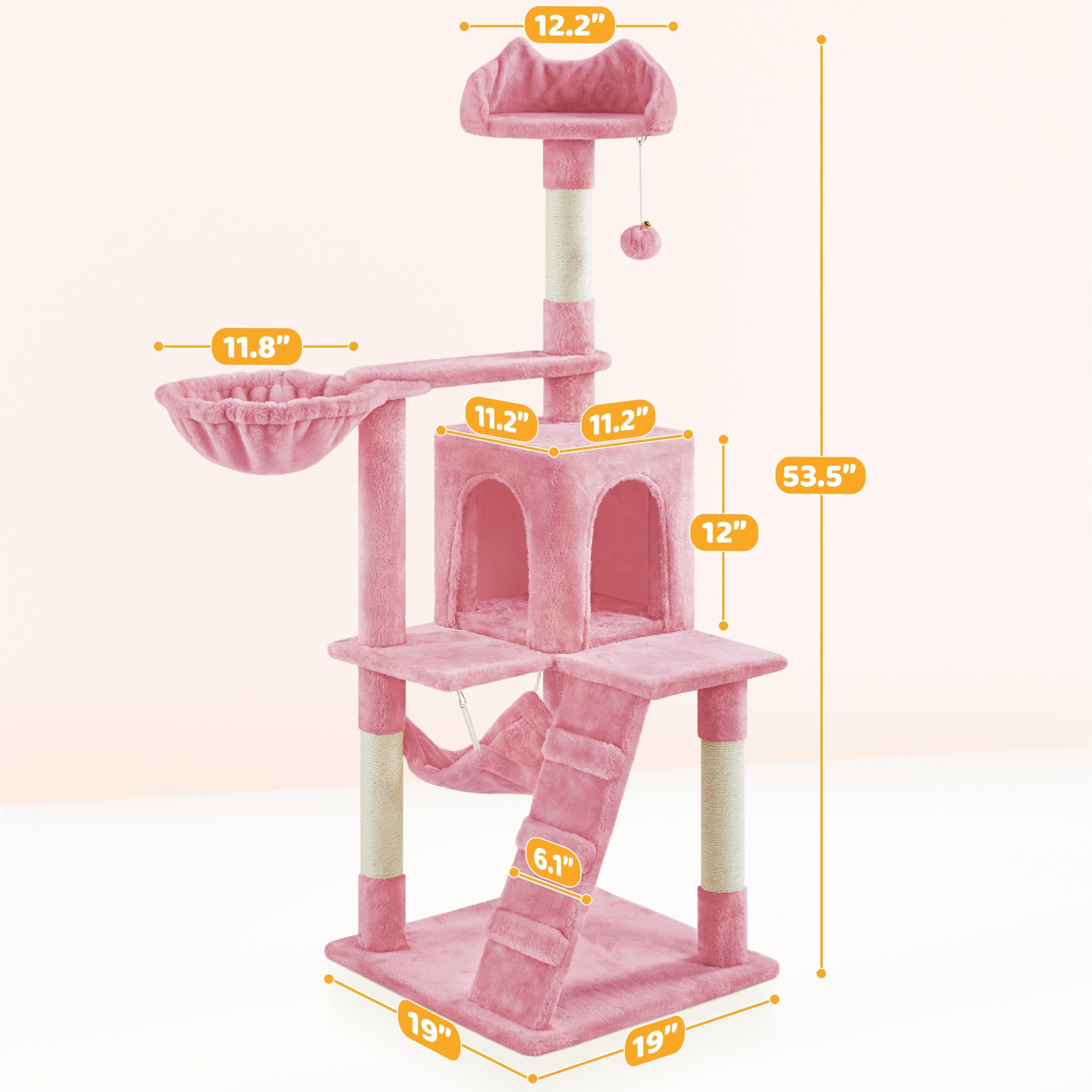 Yaheetech 54in Cat Tree, Multi-Level Cat Tower with Scratching Posts, Spacious Condo and Hammock, Ideal Activity Center for Indo