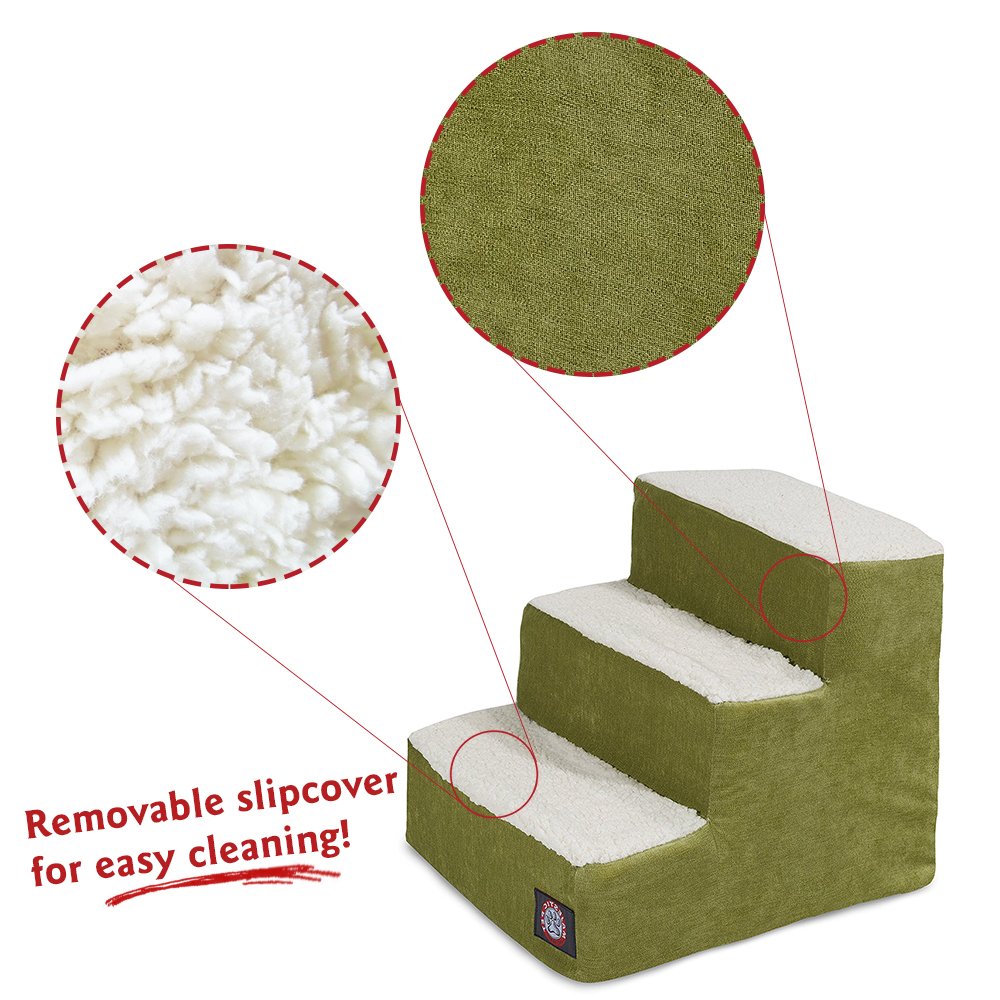 3 Step Portable Pet Stairs By Majestic Pet Products Villa Apple Steps for Cats and Dogs Green