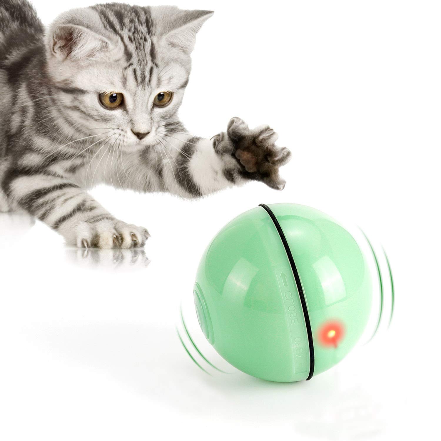 Wwvvpet Interactive Cat Toys Ball With Led Light, 360 Degree Self Auto Rotating Smart Ball, Usb Rechargeable Spinning Cat Ball T