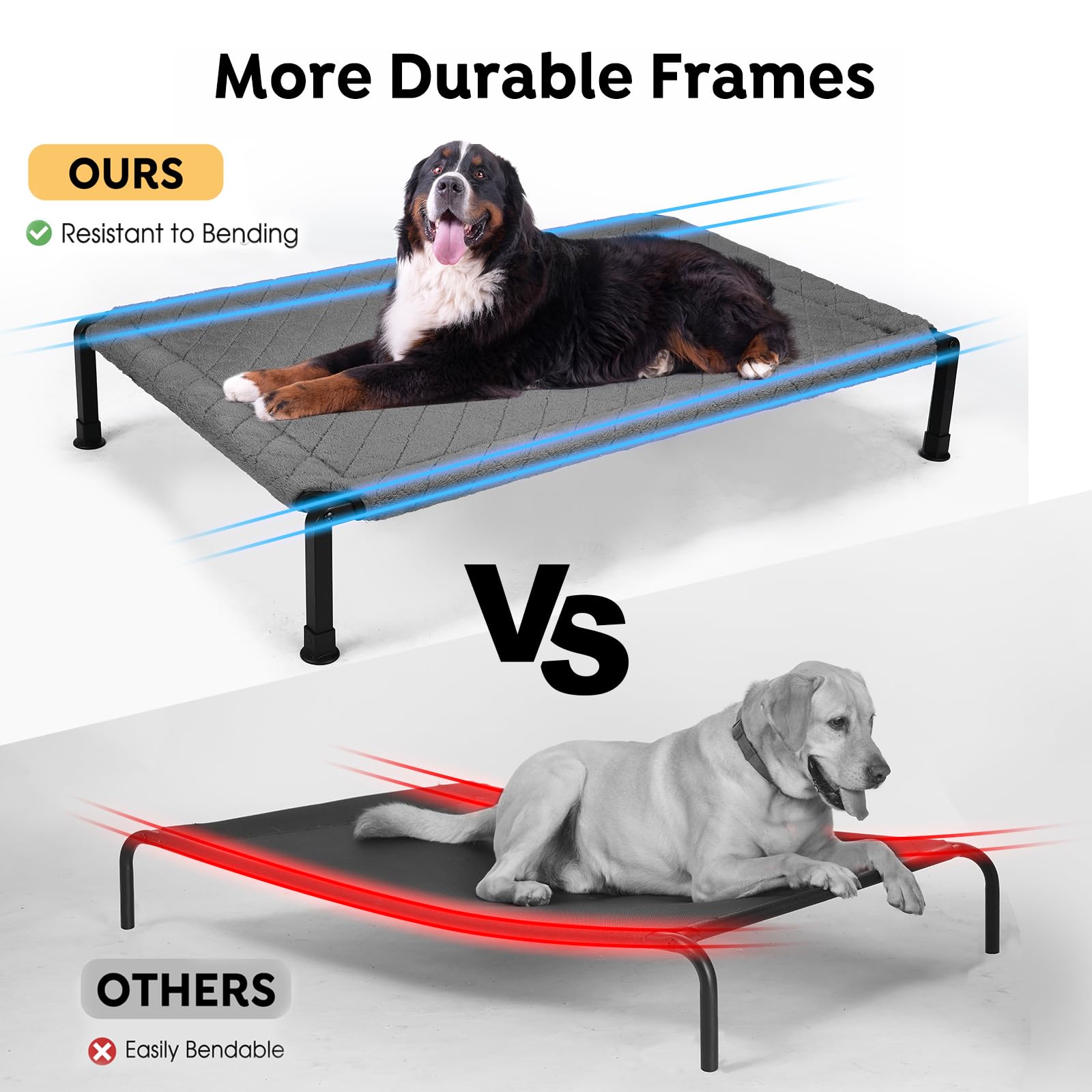 Veehoo Warm Plush Elevated Dog Bed - Raised Pet Bed With Heavy Duty Frame, Non-Slip Silicon Feet, Washable & Breathable Dog Cot,