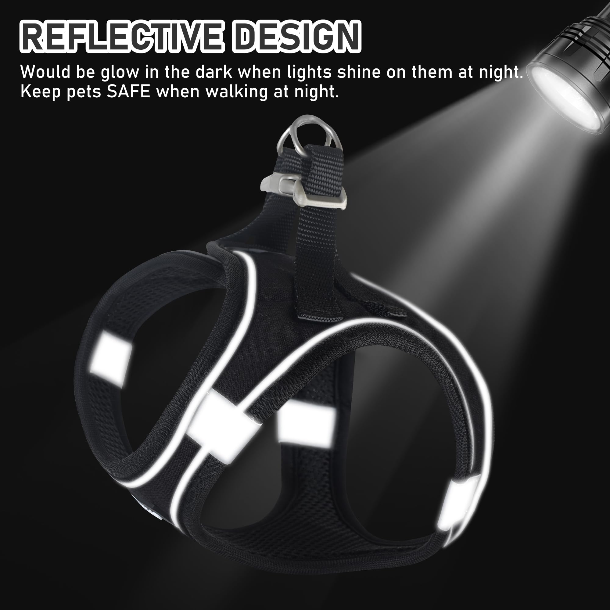 GAMUDA Small Dog Harness Collar and Leash Set, Step in No Chock No Pull Hemp Fabric Soft Mesh Dog Vest Harnesses Reflective for